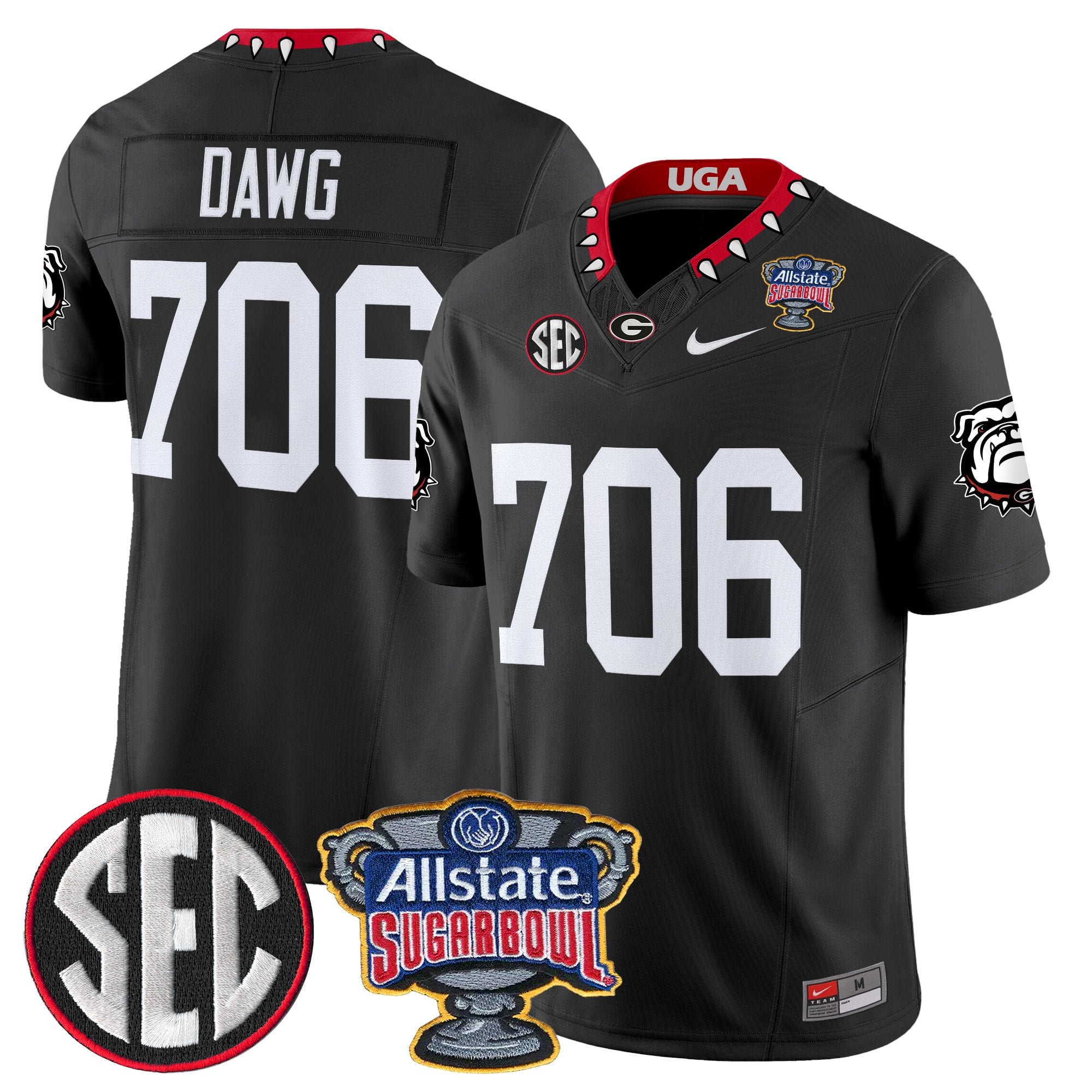Men's Georgia Bulldogs Sugar Bowl Patch Vapor Limited Jersey - All Stitched
