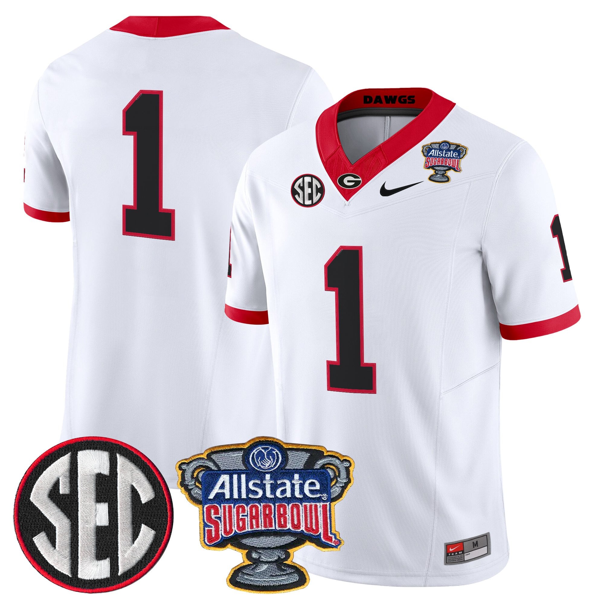 Men's Georgia Bulldogs Sugar Bowl Patch Vapor Limited Jersey - All Stitched