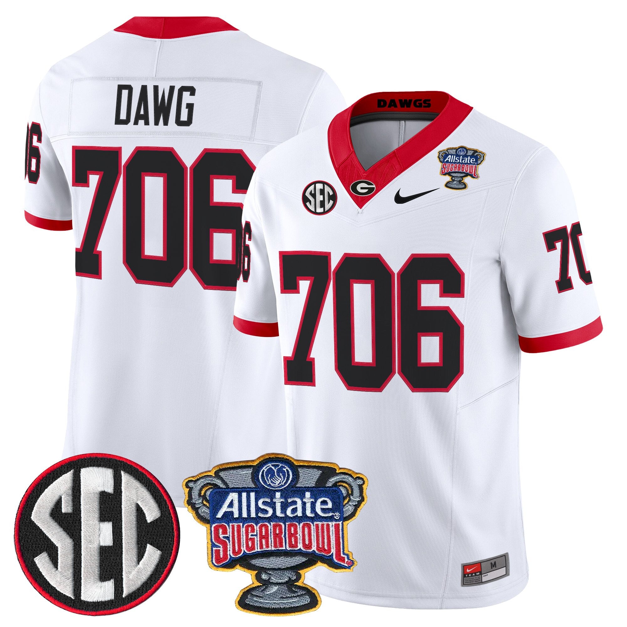Men's Georgia Bulldogs Sugar Bowl Patch Vapor Limited Jersey - All Stitched