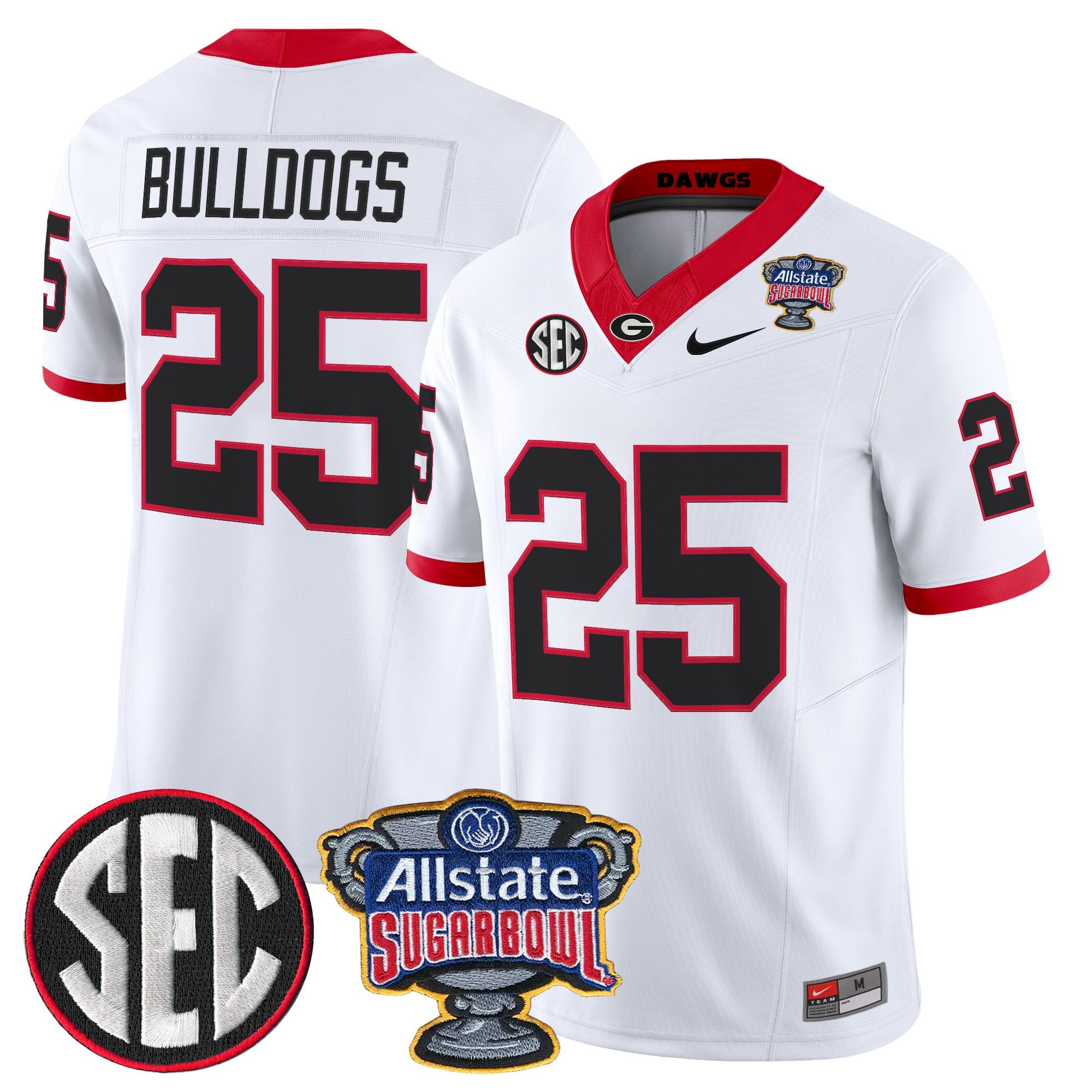 Men's Georgia Bulldogs Sugar Bowl Patch Vapor Limited Jersey - All Stitched
