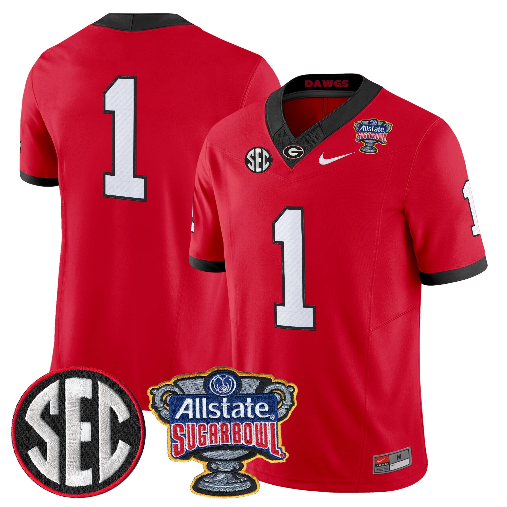 Men's Georgia Bulldogs Sugar Bowl Patch Vapor Limited Jersey - All Stitched