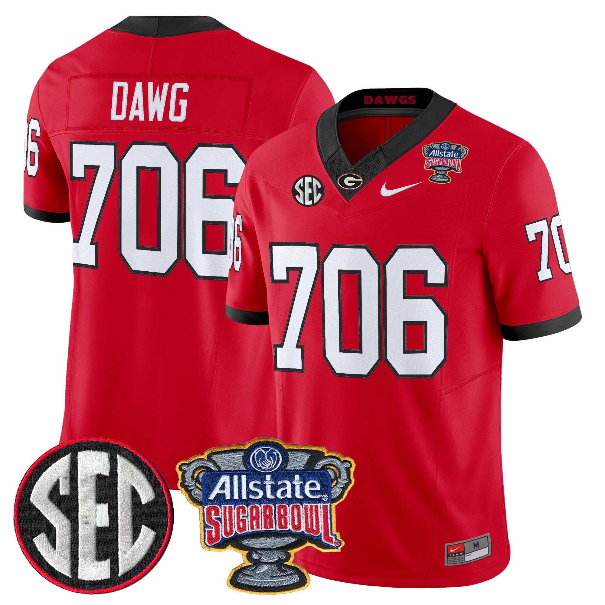 Men's Georgia Bulldogs Sugar Bowl Patch Vapor Limited Jersey - All Stitched
