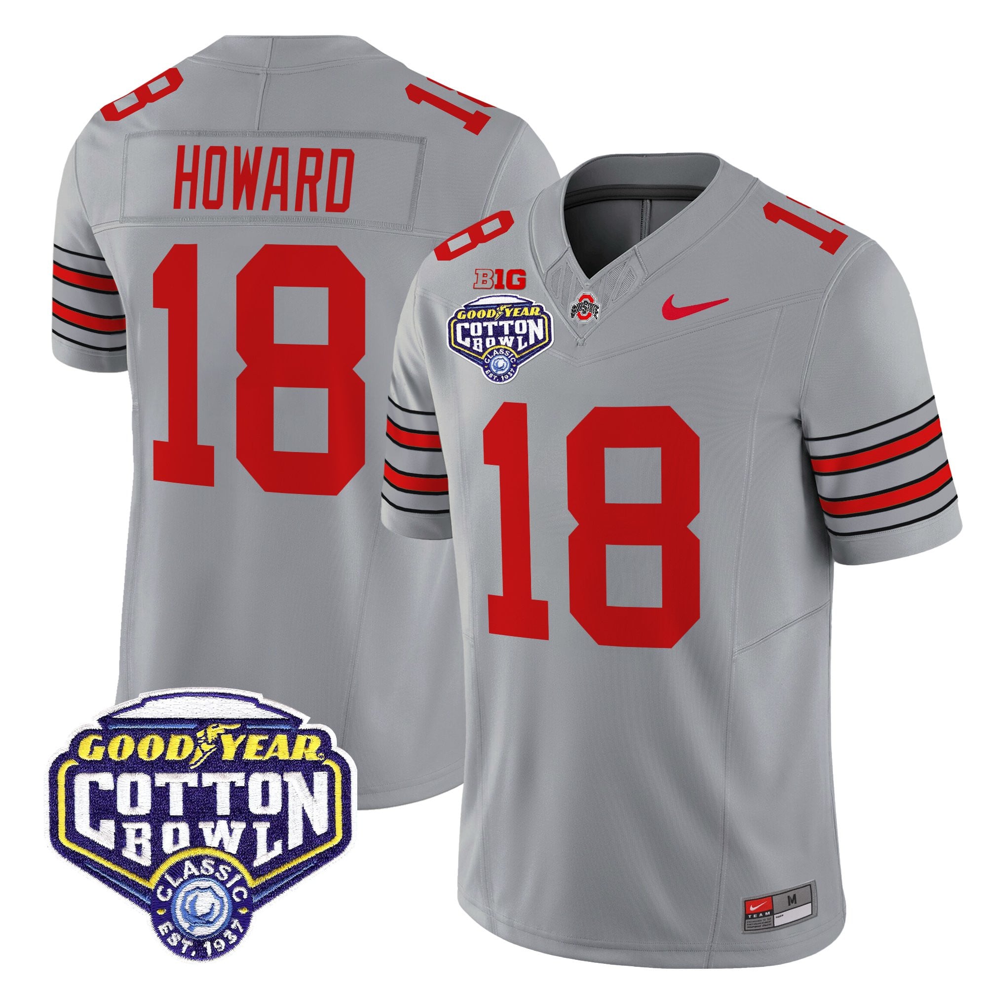 Men's Ohio State Buckeyes 'Heritage Stripe' Vapor Limited Jersey - 2025 Cotton Bowl Patch - All Stitched