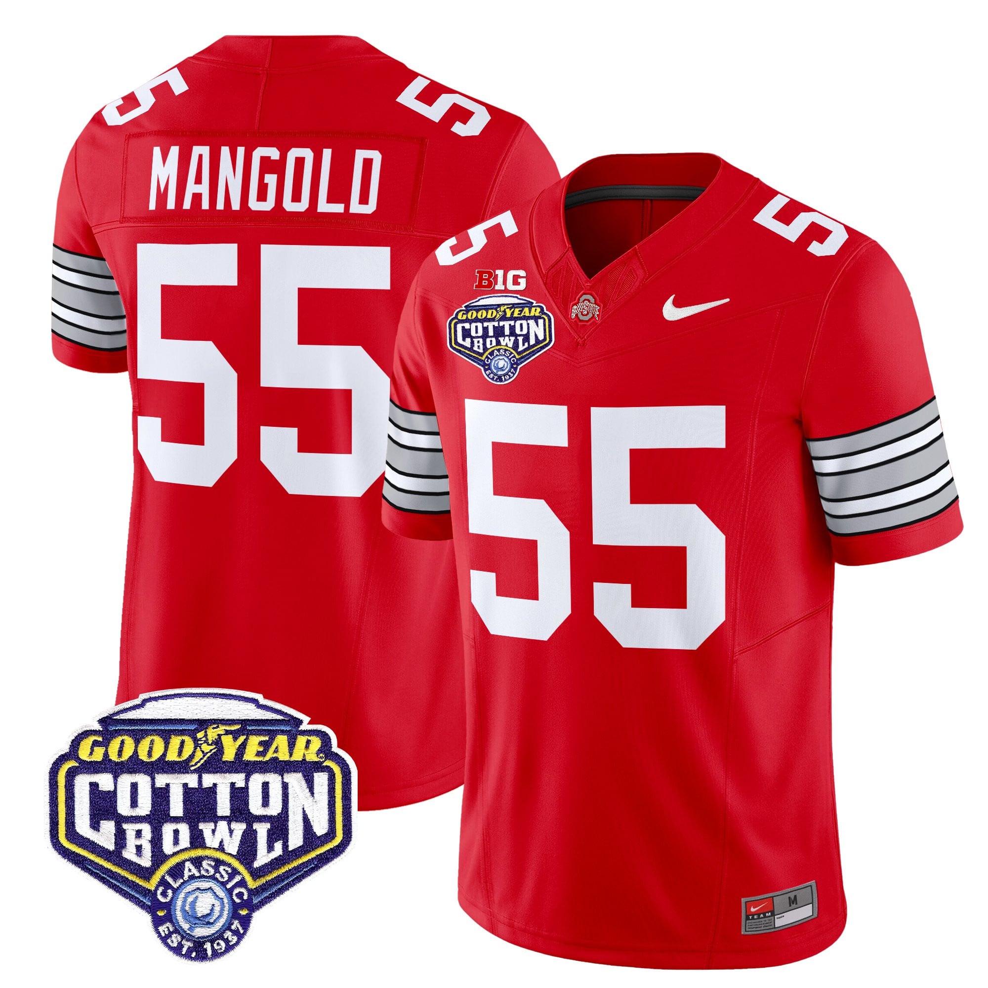 Men's Ohio State Buckeyes 'Heritage Stripe' Vapor Limited Jersey - 2025 Cotton Bowl Patch - All Stitched