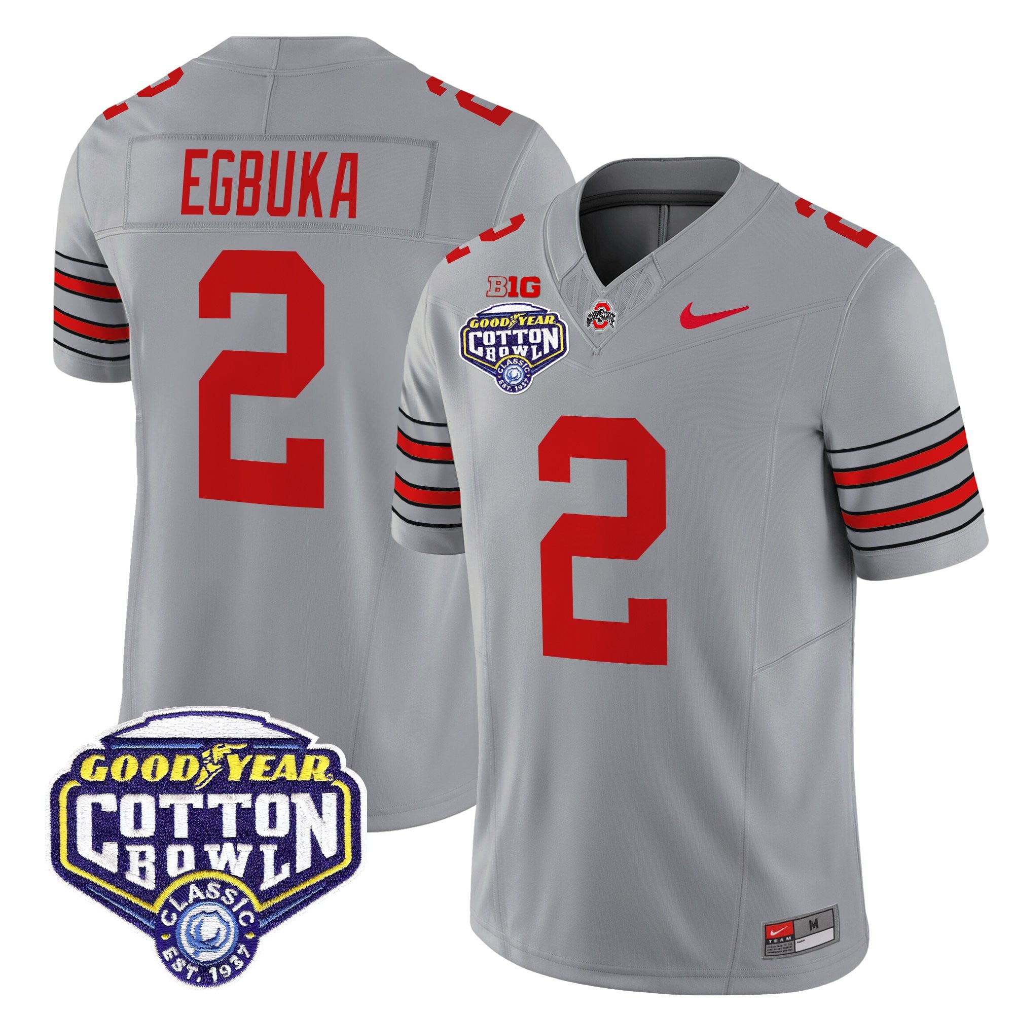 Men's Ohio State Buckeyes 'Heritage Stripe' Vapor Limited Jersey - 2025 Cotton Bowl Patch - All Stitched
