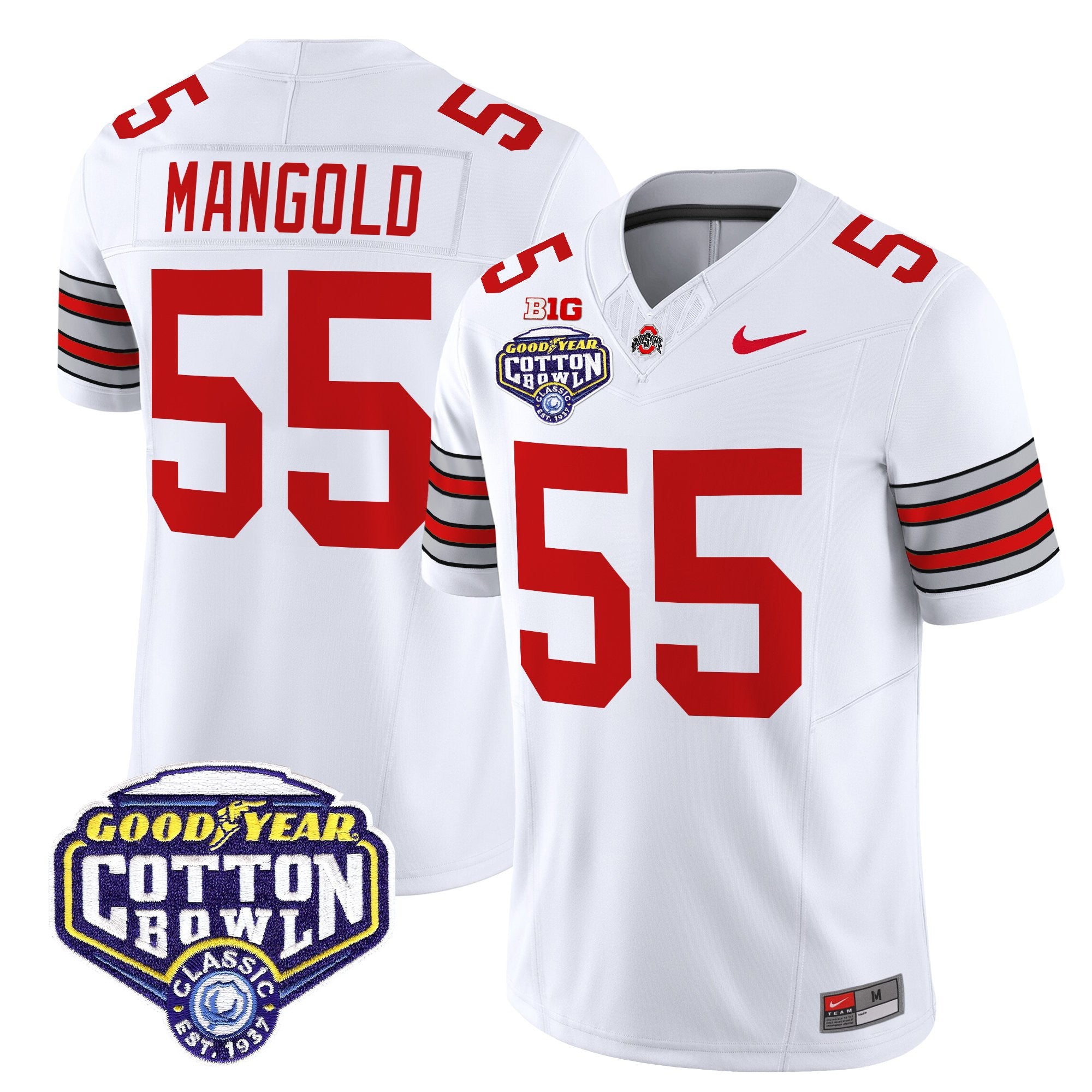 Men's Ohio State Buckeyes 'Heritage Stripe' Vapor Limited Jersey - 2025 Cotton Bowl Patch - All Stitched