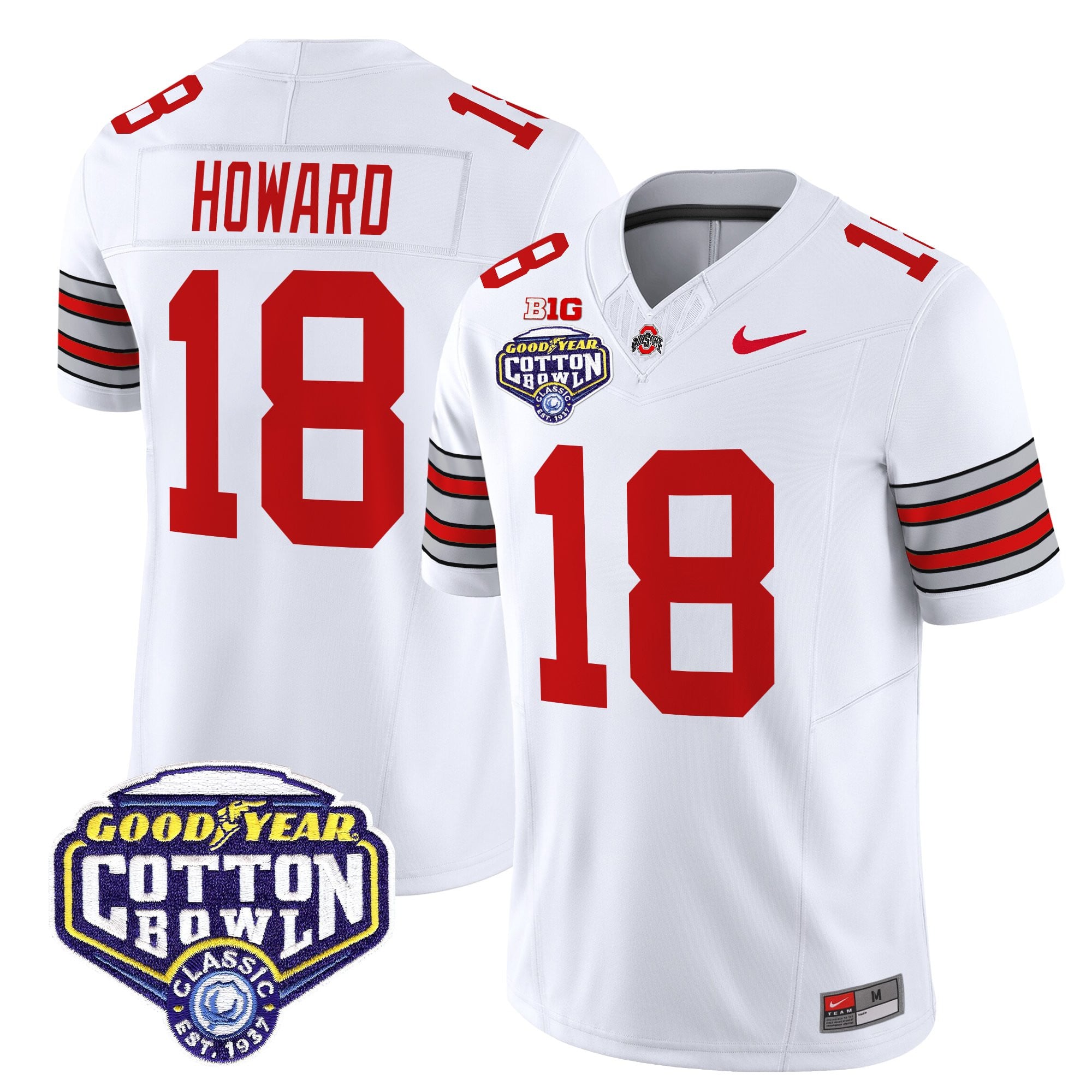 Men's Ohio State Buckeyes 'Heritage Stripe' Vapor Limited Jersey - 2025 Cotton Bowl Patch - All Stitched
