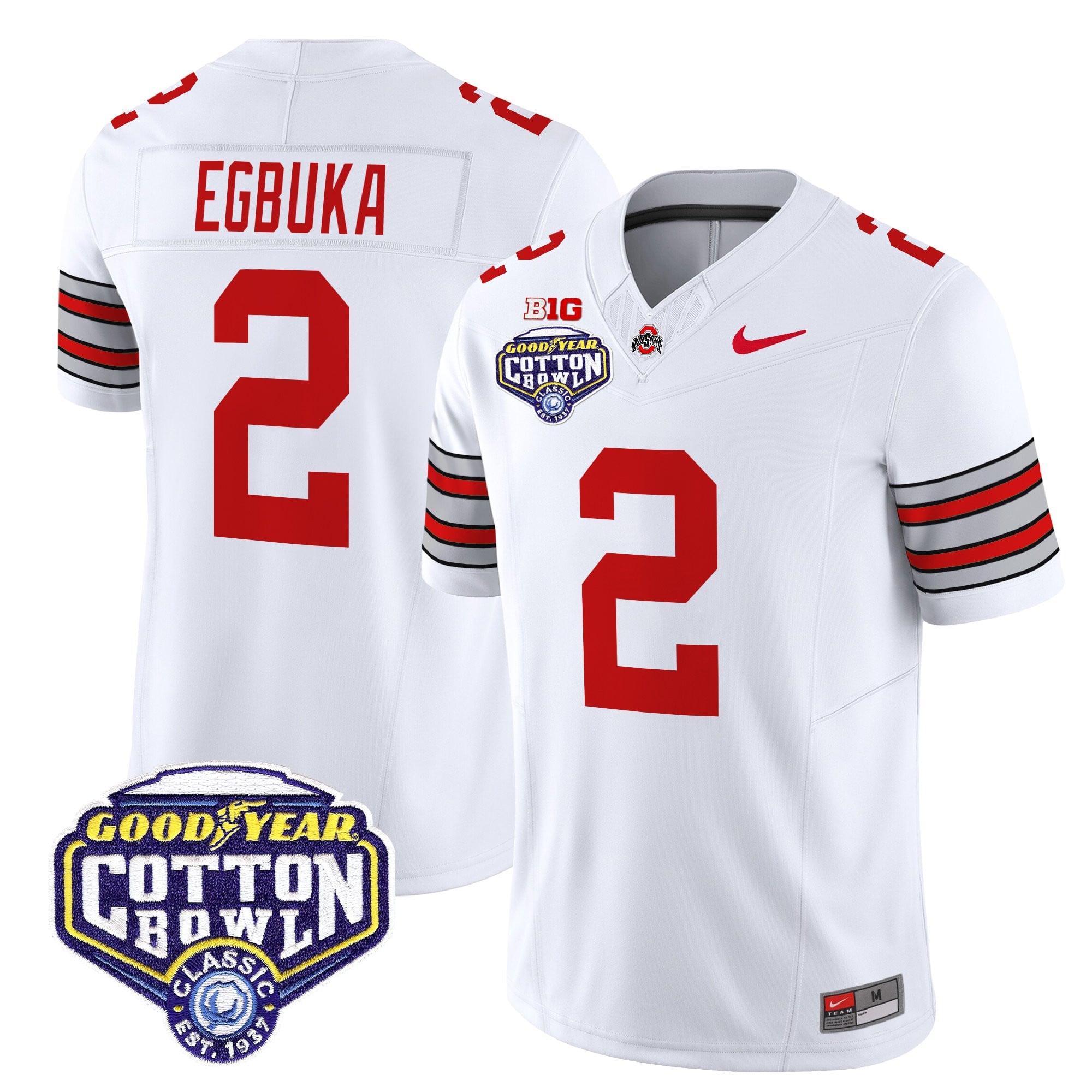 Men's Ohio State Buckeyes 'Heritage Stripe' Vapor Limited Jersey - 2025 Cotton Bowl Patch - All Stitched