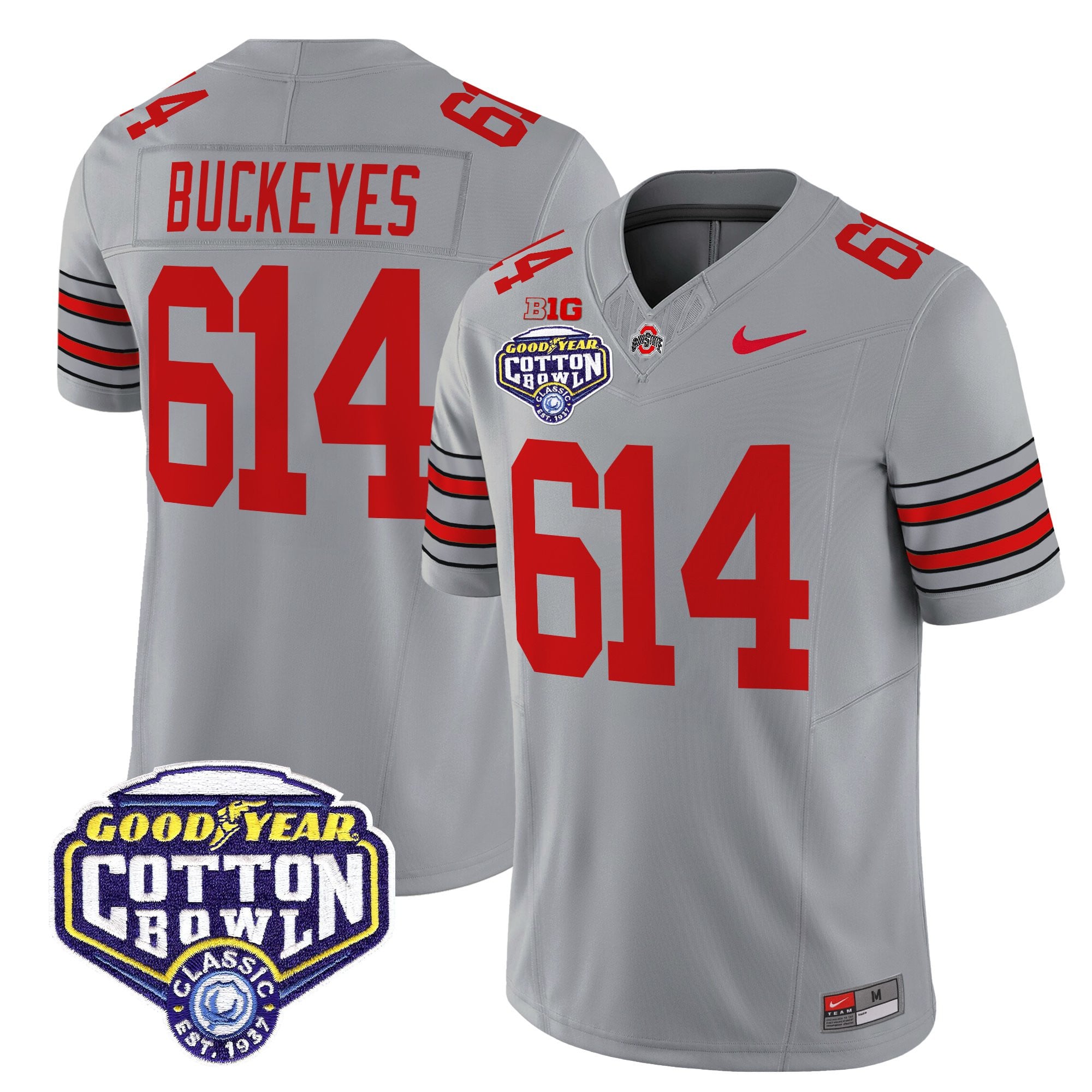 Men's Ohio State Buckeyes 'Heritage Stripe' Vapor Limited Jersey - 2025 Cotton Bowl Patch - All Stitched