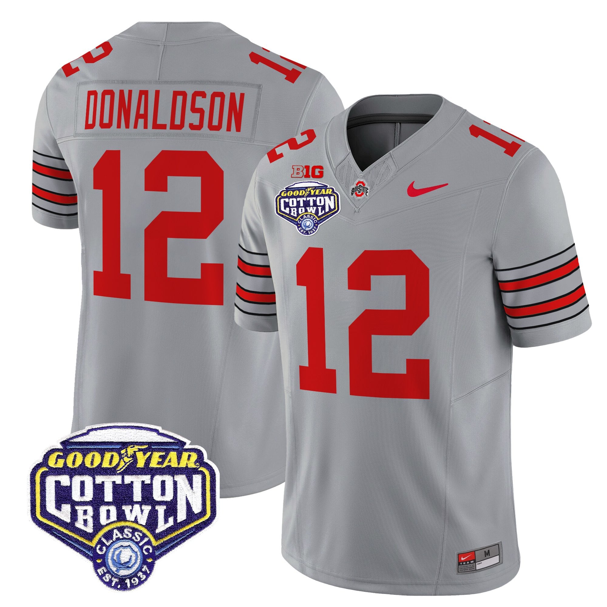 Men's Ohio State Buckeyes 'Heritage Stripe' Vapor Limited Jersey - 2025 Cotton Bowl Patch - All Stitched
