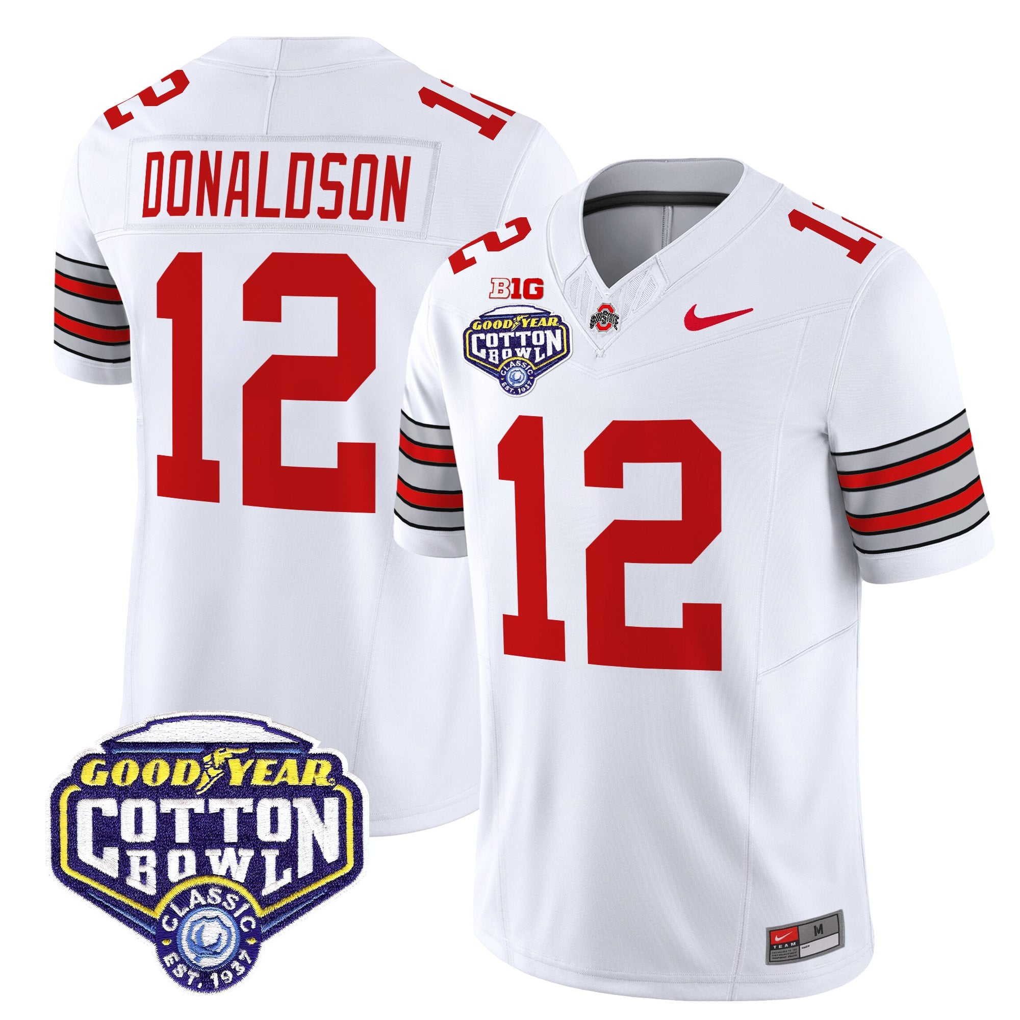 Men's Ohio State Buckeyes 'Heritage Stripe' Vapor Limited Jersey - 2025 Cotton Bowl Patch - All Stitched