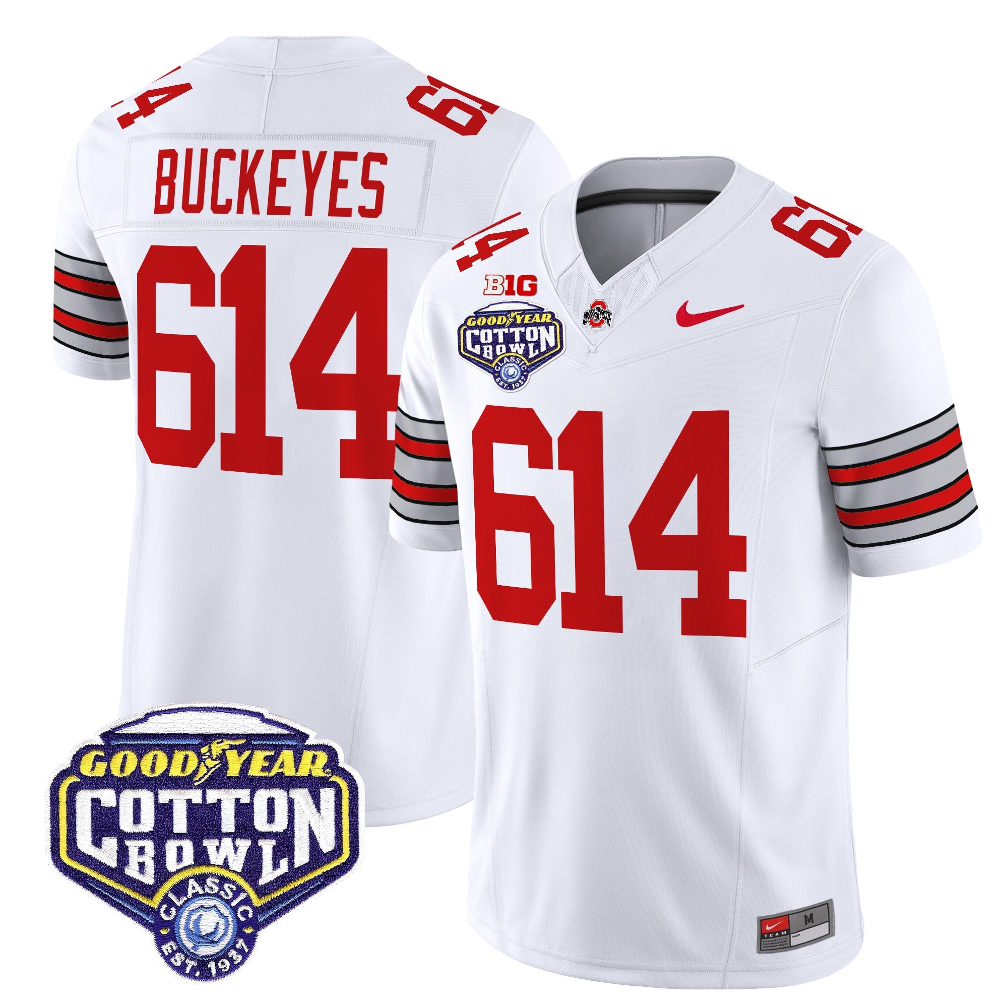 Men's Ohio State Buckeyes 'Heritage Stripe' Vapor Limited Jersey - 2025 Cotton Bowl Patch - All Stitched