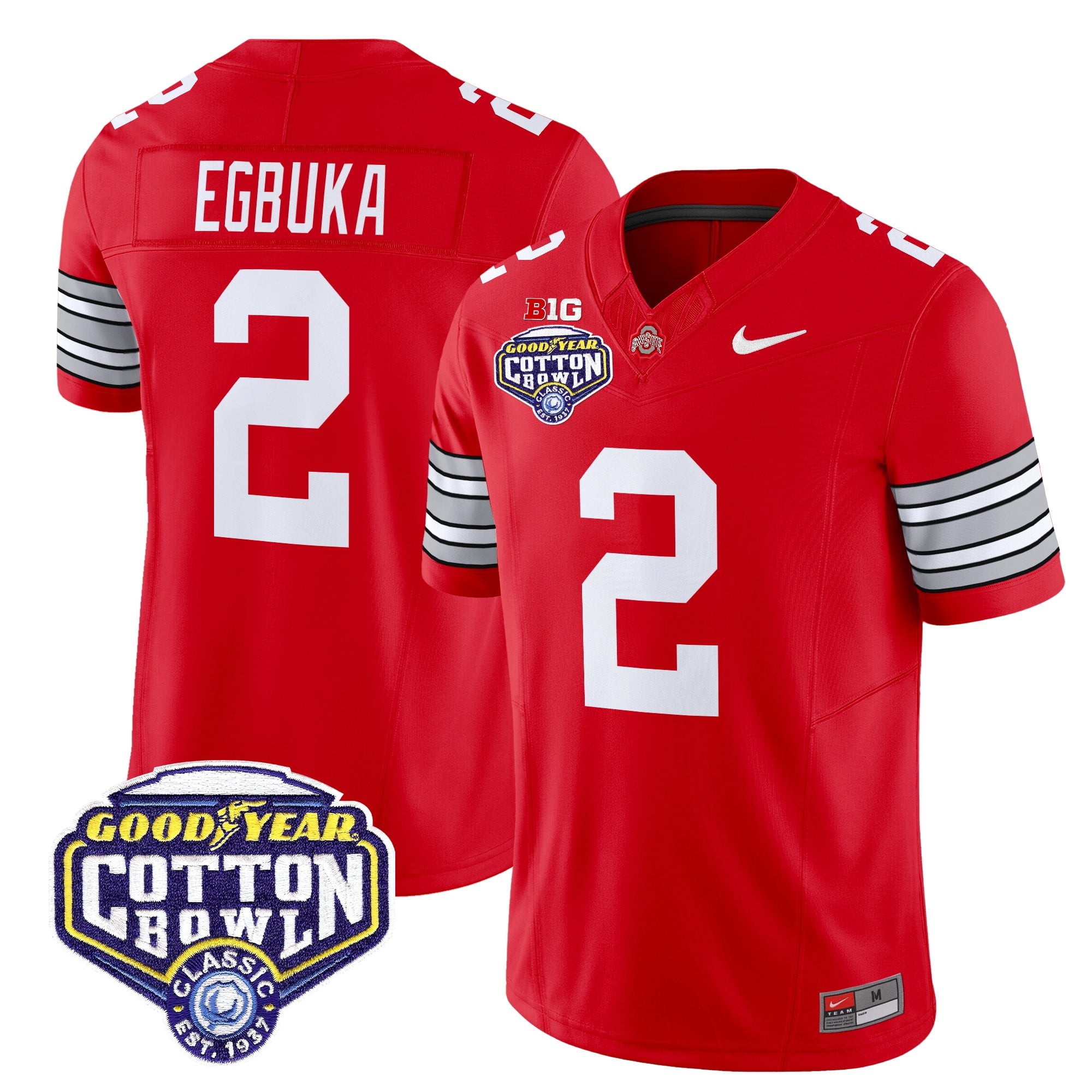 Men's Ohio State Buckeyes 'Heritage Stripe' Vapor Limited Jersey - 2025 Cotton Bowl Patch - All Stitched