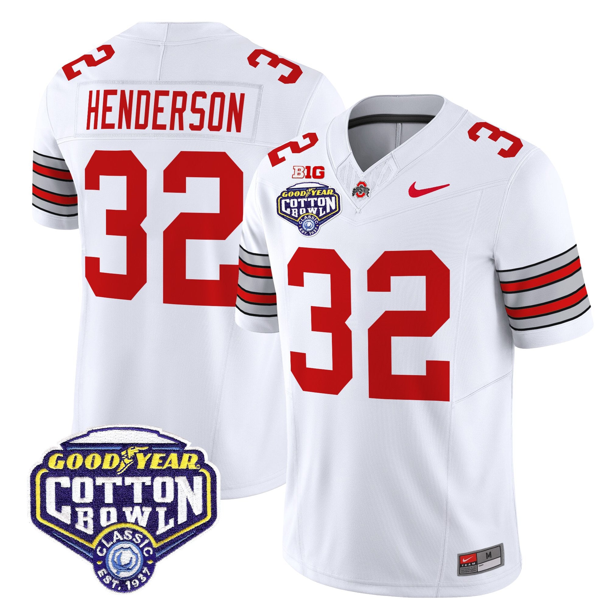 Men's Ohio State Buckeyes 'Heritage Stripe' Vapor Limited Jersey - 2025 Cotton Bowl Patch - All Stitched