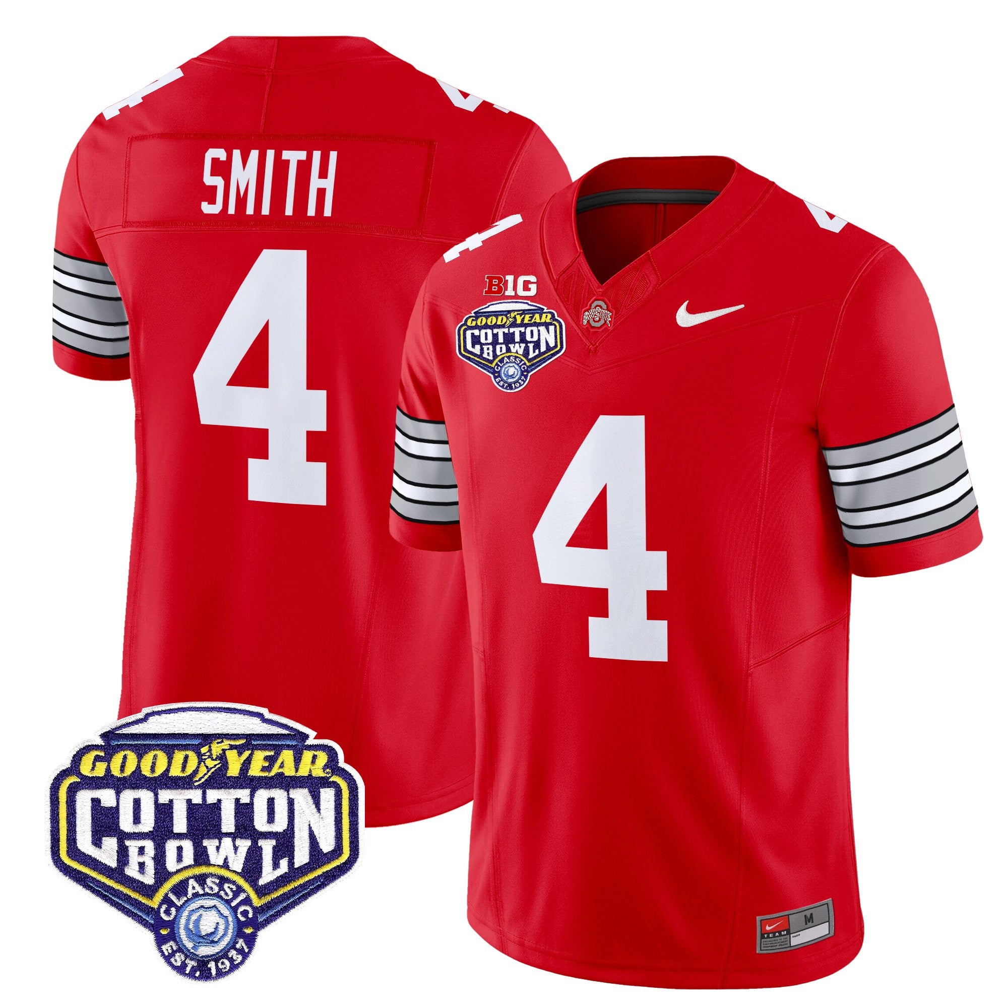 Men's Ohio State Buckeyes 'Heritage Stripe' Vapor Limited Jersey - 2025 Cotton Bowl Patch - All Stitched