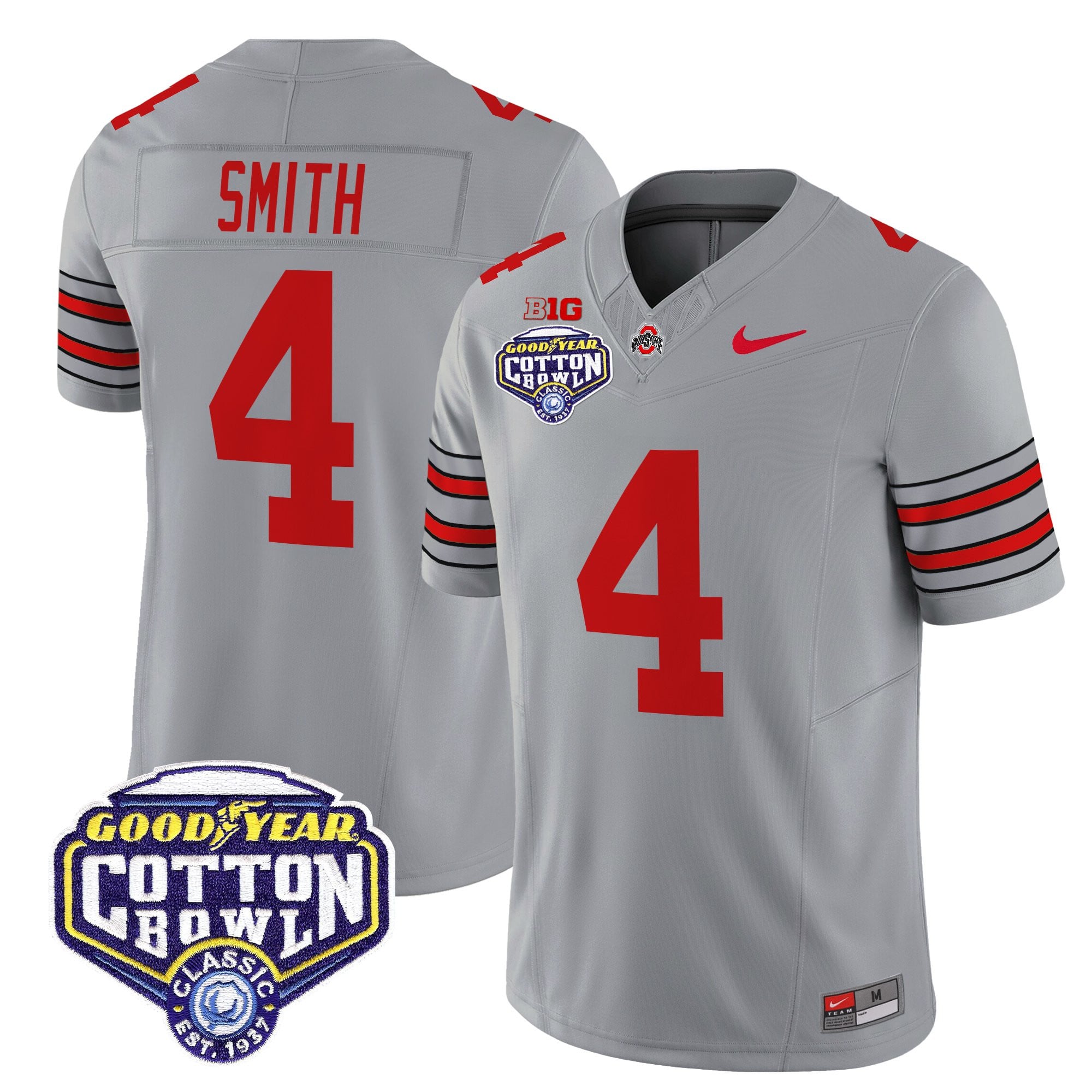 Men's Ohio State Buckeyes 'Heritage Stripe' Vapor Limited Jersey - 2025 Cotton Bowl Patch - All Stitched