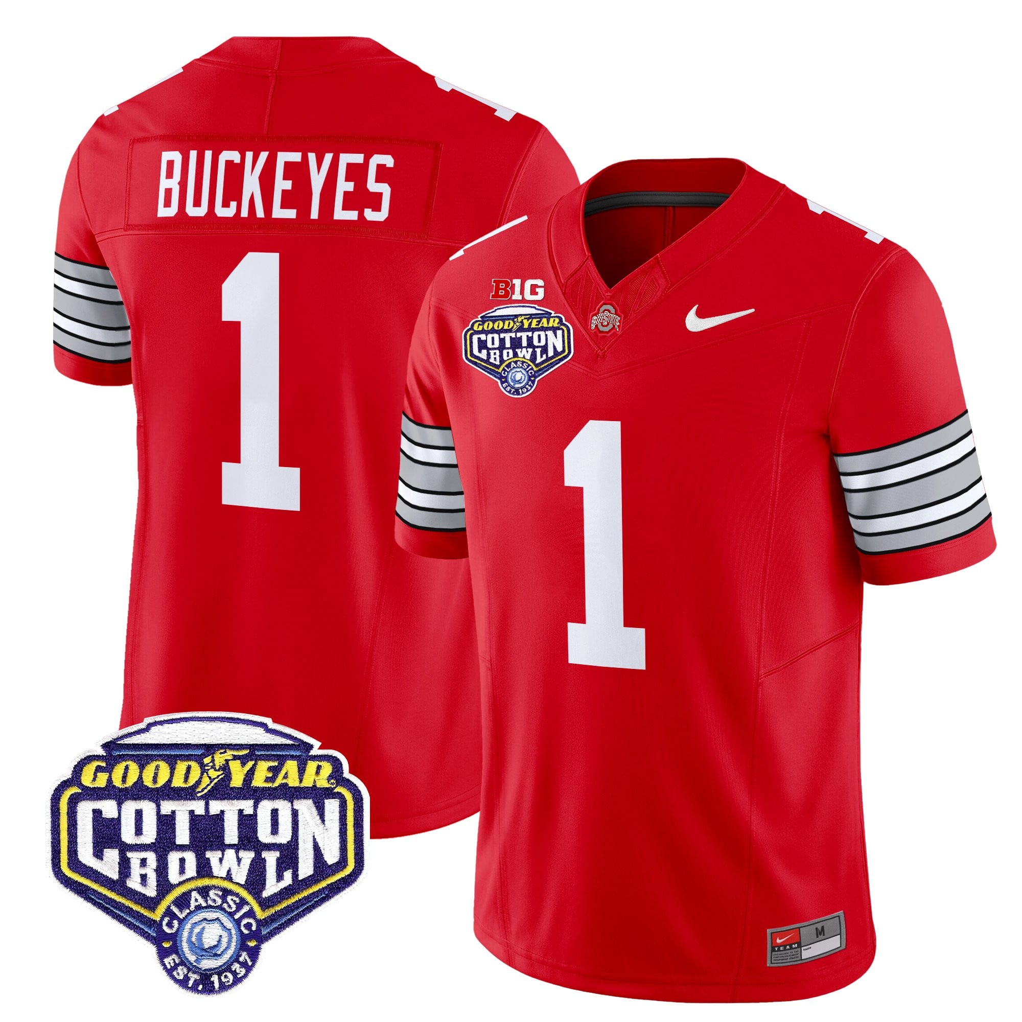 Men's Ohio State Buckeyes 'Heritage Stripe' Vapor Limited Jersey - 2025 Cotton Bowl Patch - All Stitched