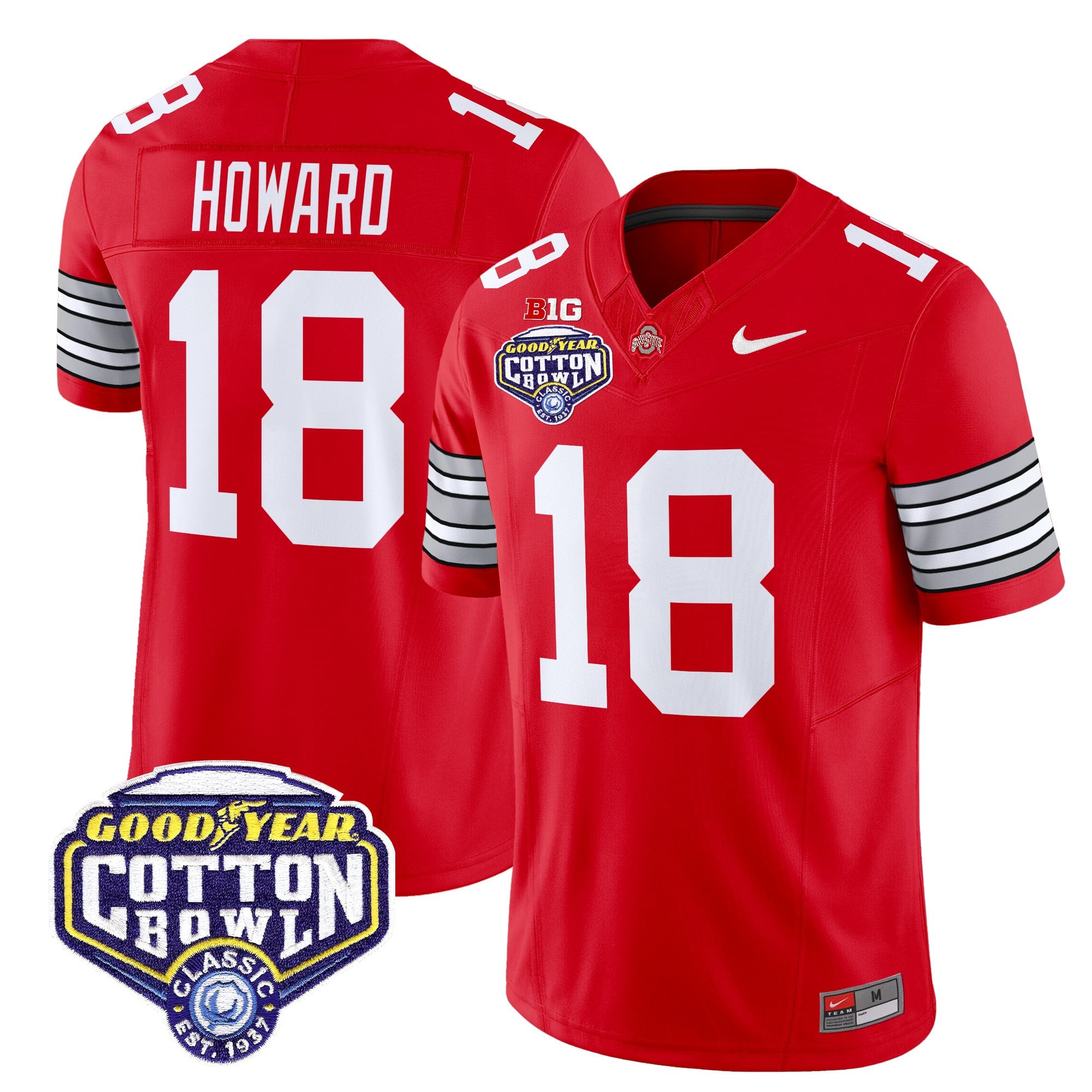 Men's Ohio State Buckeyes 'Heritage Stripe' Vapor Limited Jersey - 2025 Cotton Bowl Patch - All Stitched