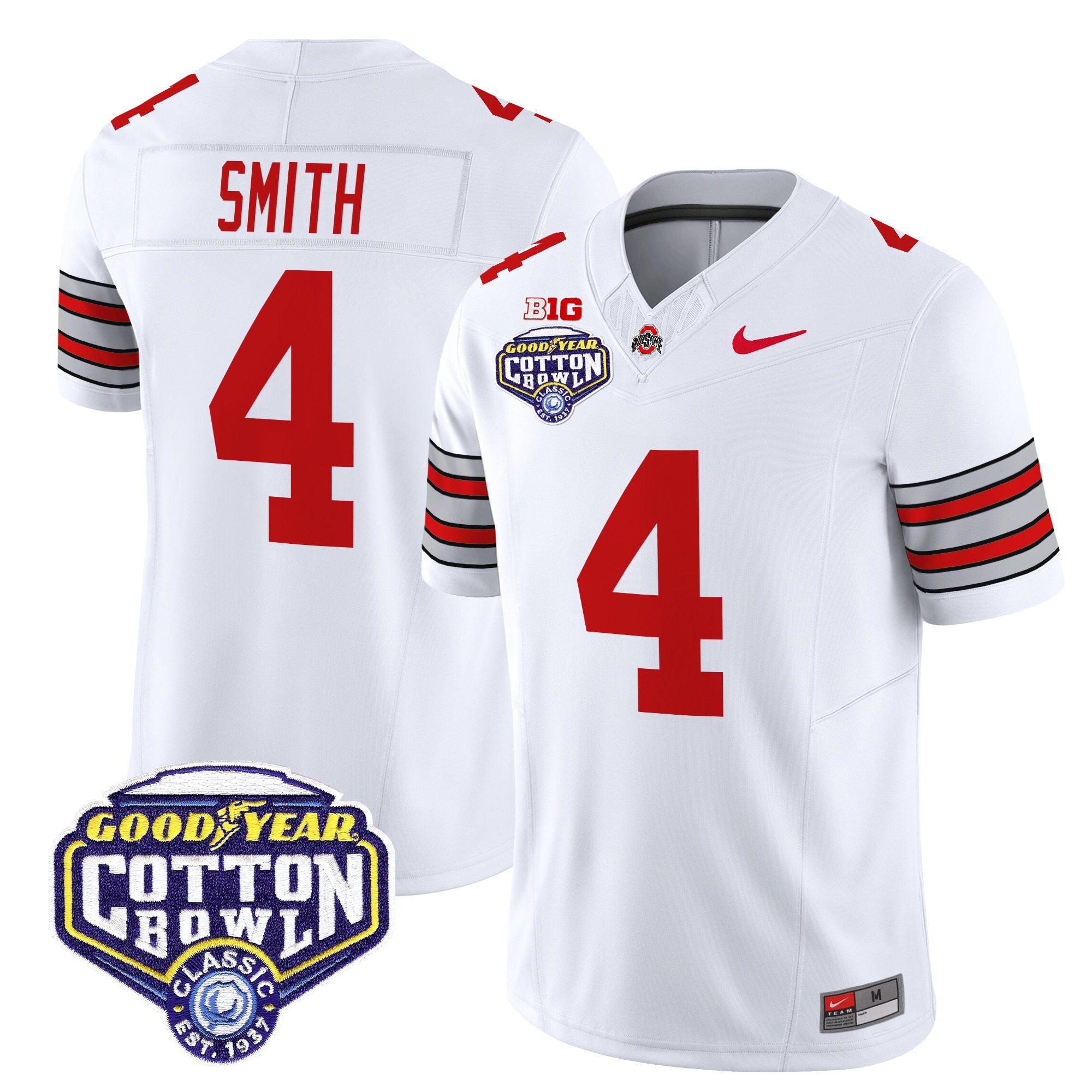 Men's Ohio State Buckeyes 'Heritage Stripe' Vapor Limited Jersey - 2025 Cotton Bowl Patch - All Stitched