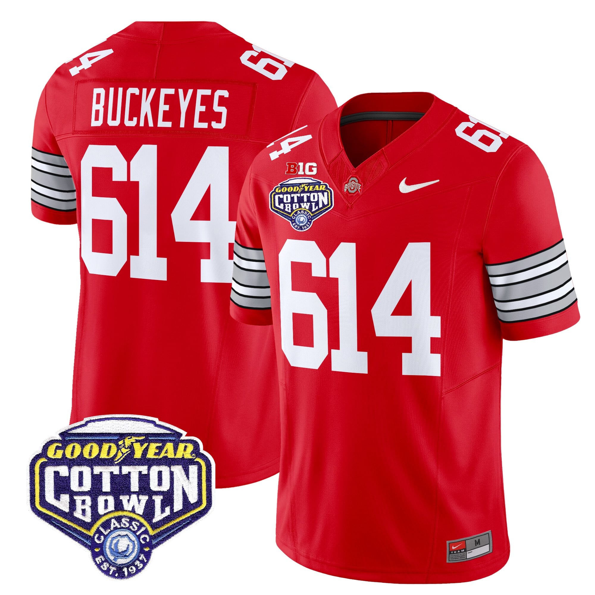 Men's Ohio State Buckeyes 'Heritage Stripe' Vapor Limited Jersey - 2025 Cotton Bowl Patch - All Stitched