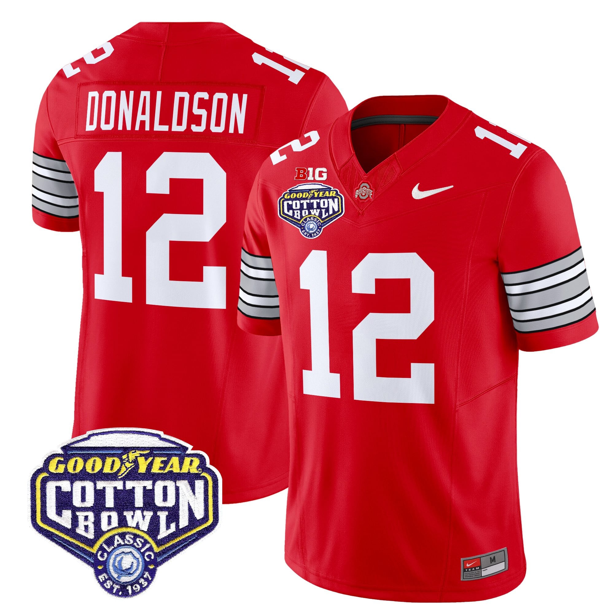 Men's Ohio State Buckeyes 'Heritage Stripe' Vapor Limited Jersey - 2025 Cotton Bowl Patch - All Stitched