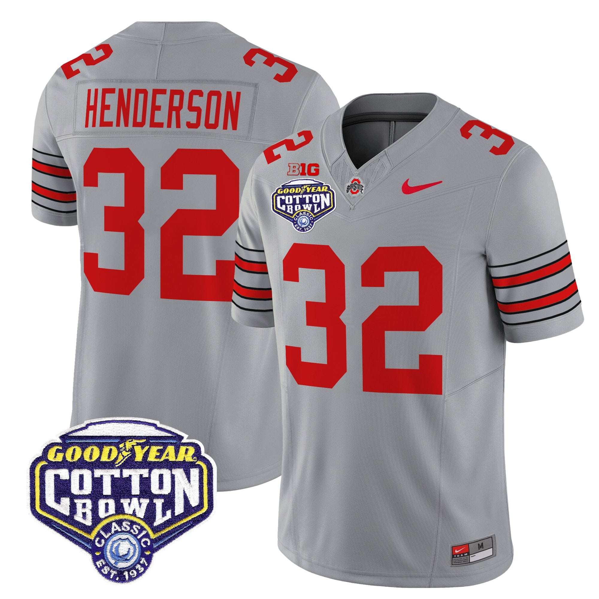 Men's Ohio State Buckeyes 'Heritage Stripe' Vapor Limited Jersey - 2025 Cotton Bowl Patch - All Stitched