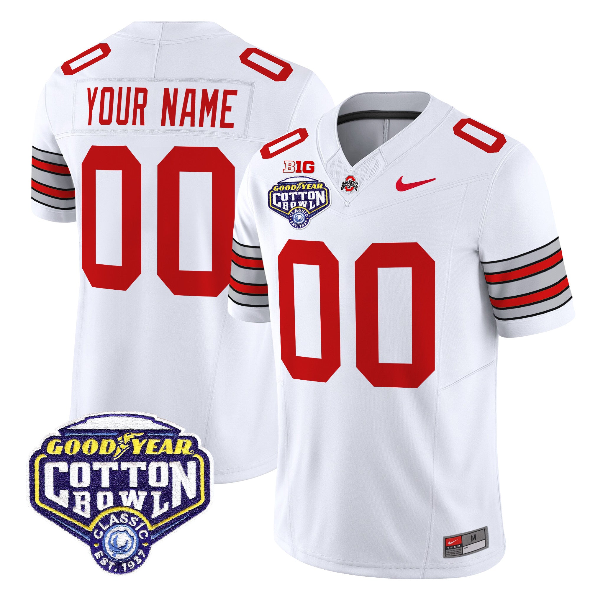 Ohio State Buckeyes 'Heritage Stripe' Vapor Limited Custom Jersey - 2025 Cotton Bowl Patch - All Stitched