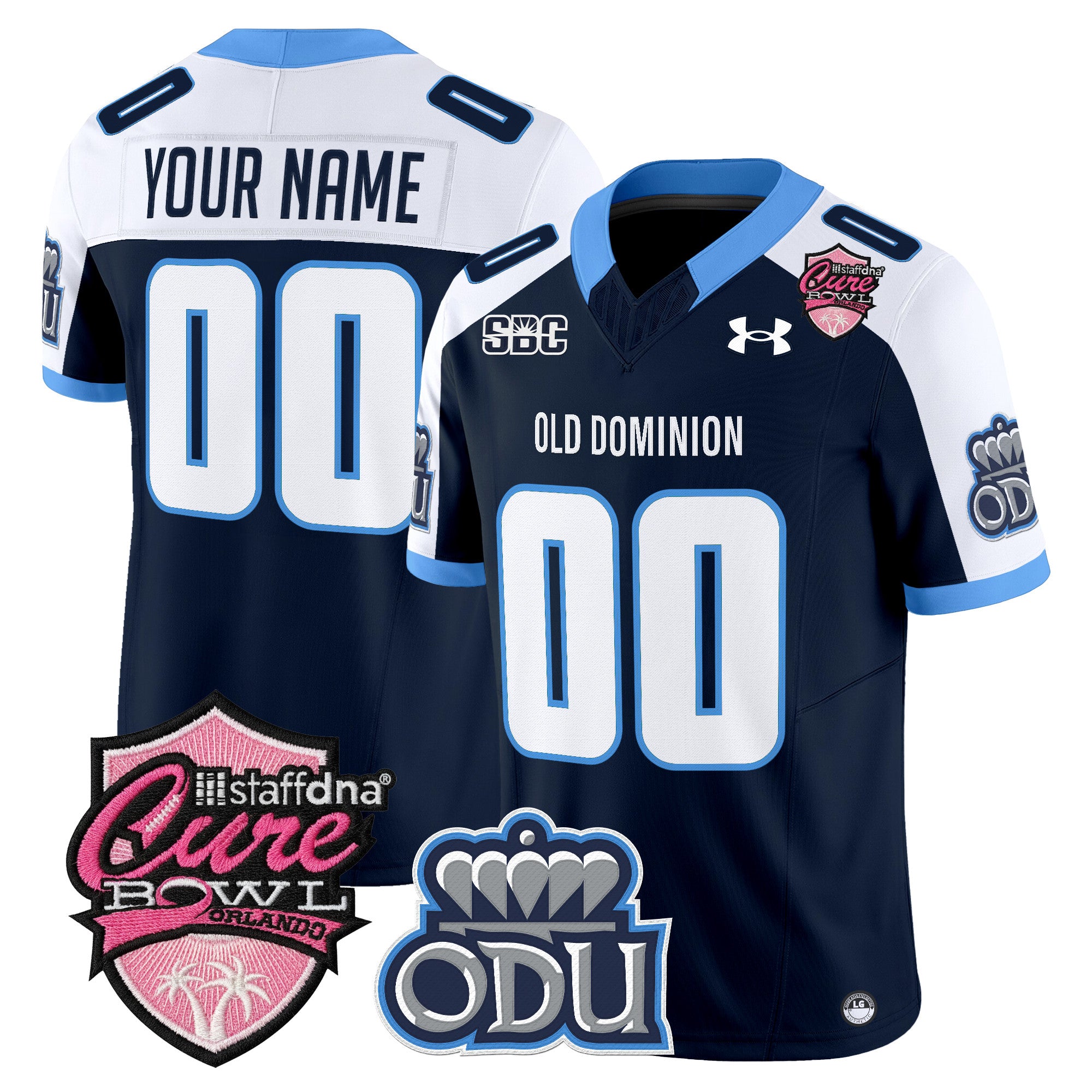 Old Dominion Monarchs 2025 Cure Bowl Vapor Limited Custom Jersey - All Stitched