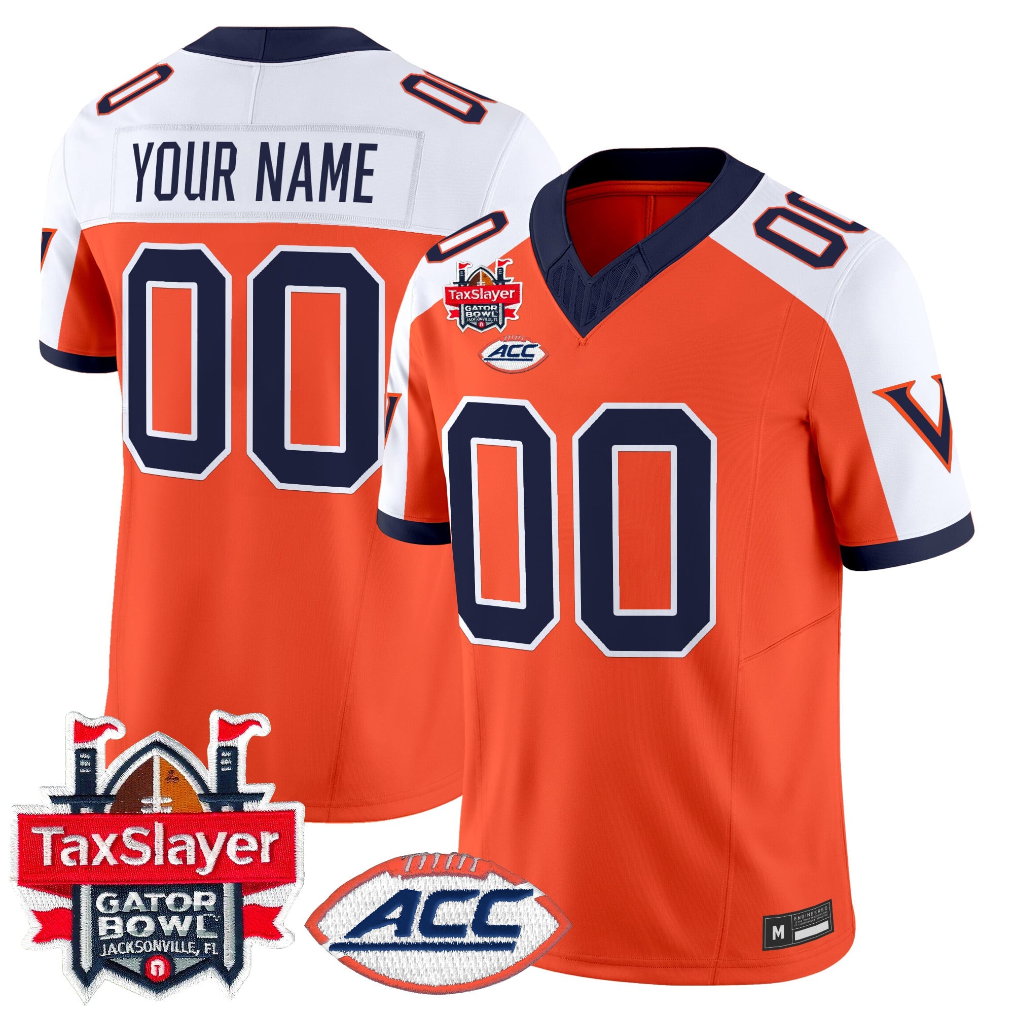 Virginia Cavaliers 1995 Throwbacks Vapor Limited Custom Jersey - Gator Bowl Patch - All Stitched