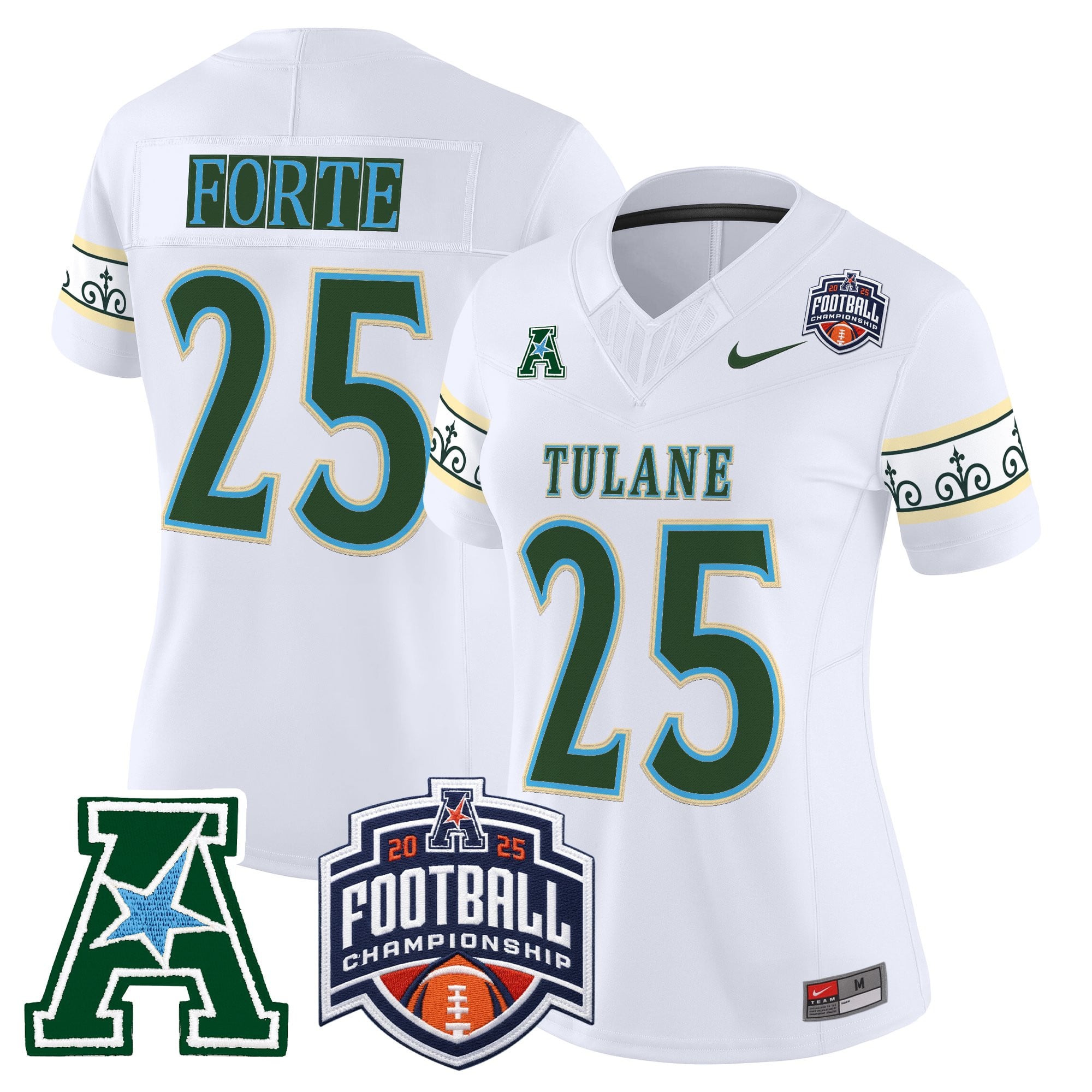 Women's Tulane Green Wave 'City Edition' Vapor Limited Jersey - 2025 AAC Championship Patch - All Stitched