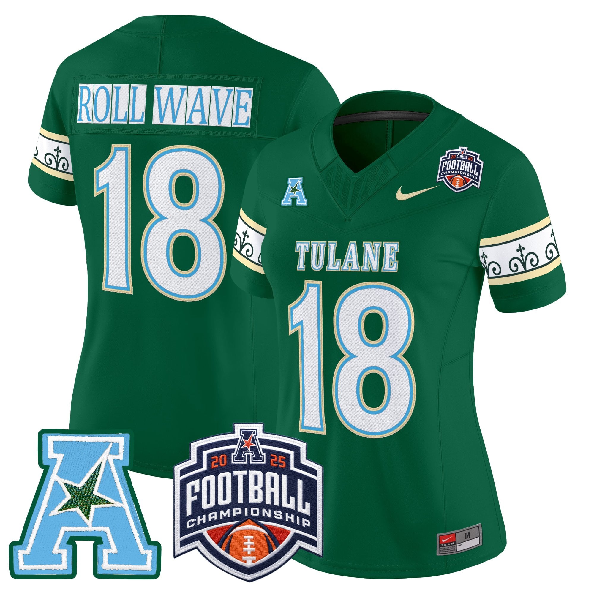 Women's Tulane Green Wave 'City Edition' Vapor Limited Jersey - 2025 AAC Championship Patch - All Stitched