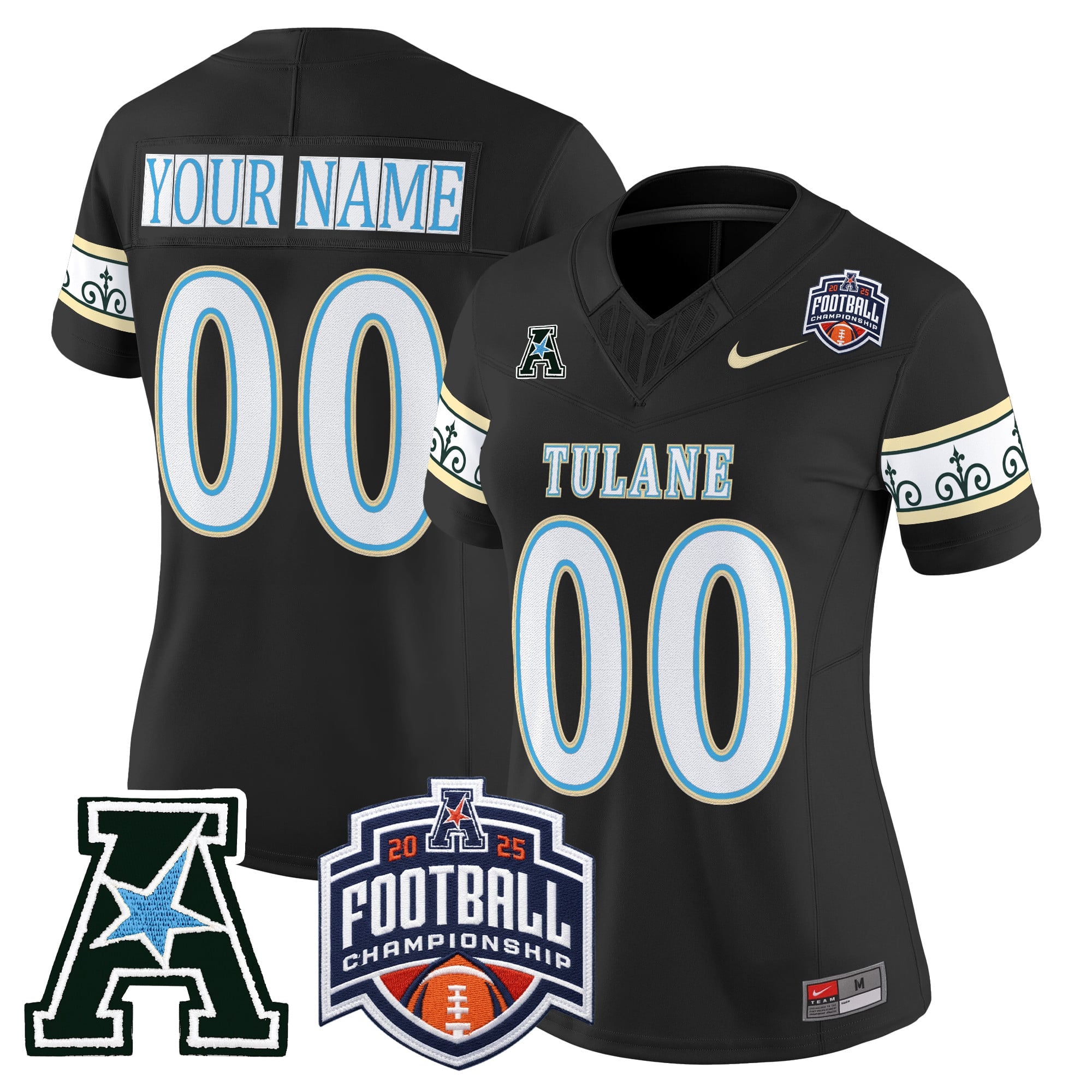Tulane Green Wave 'City Edition' Vapor Limited Custom Jersey - 2025 AAC Championship Patch - All Stitched