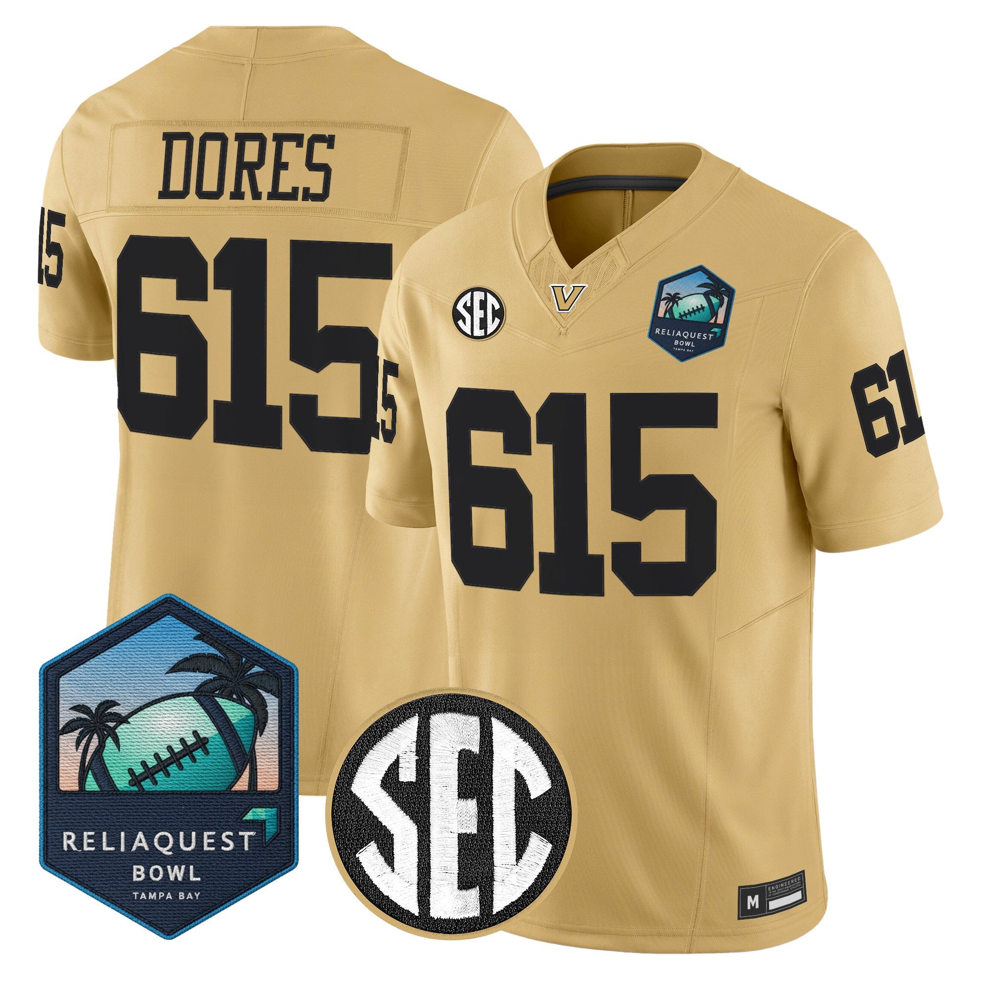 Men's Vanderbilt Commodores 2025 ReliaQuest Bowl Vapor Limited Jersey - All Stitched