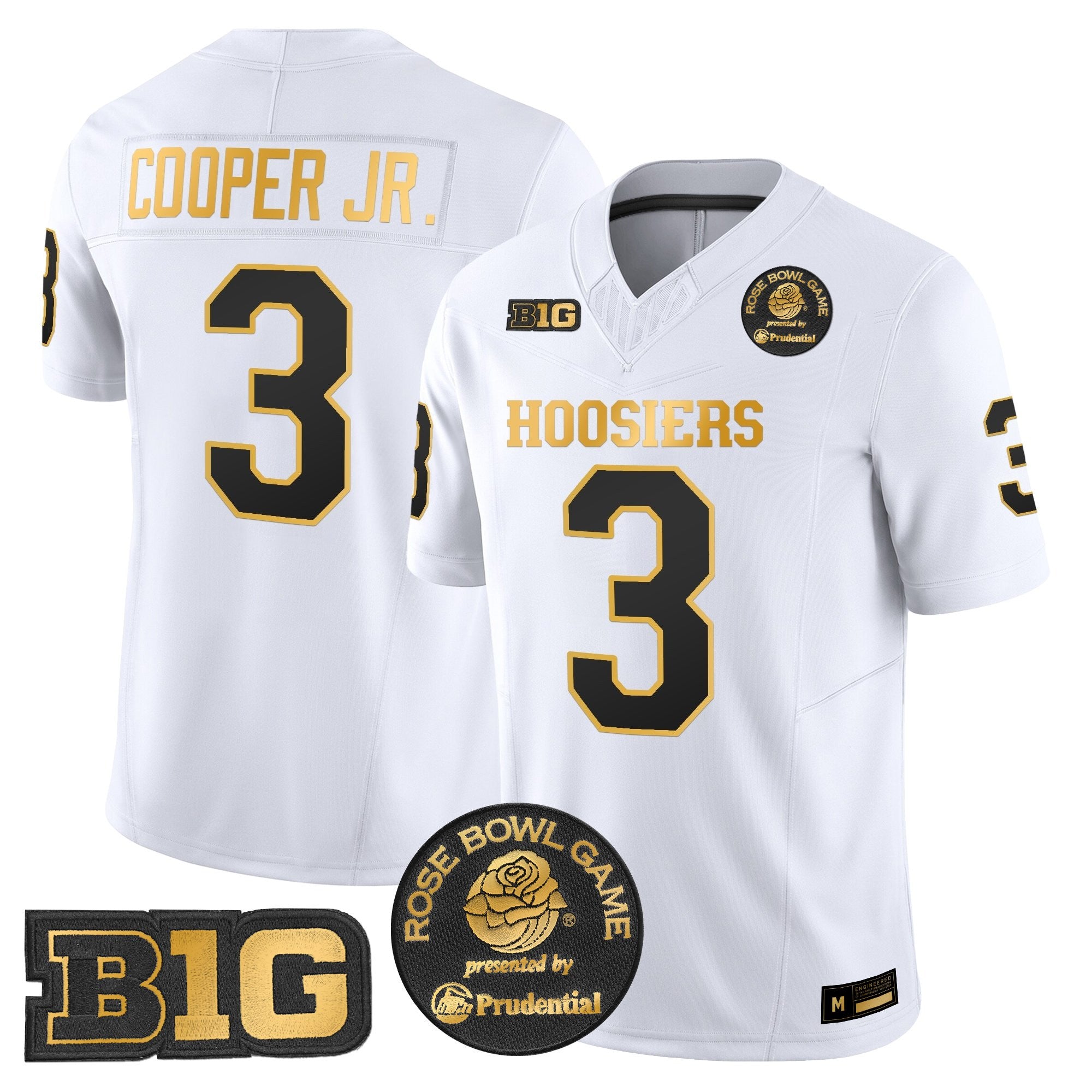 Men's Indiana Hoosiers 2025 Rose Bowl Gold Vapor Limited Jersey - All Stitched