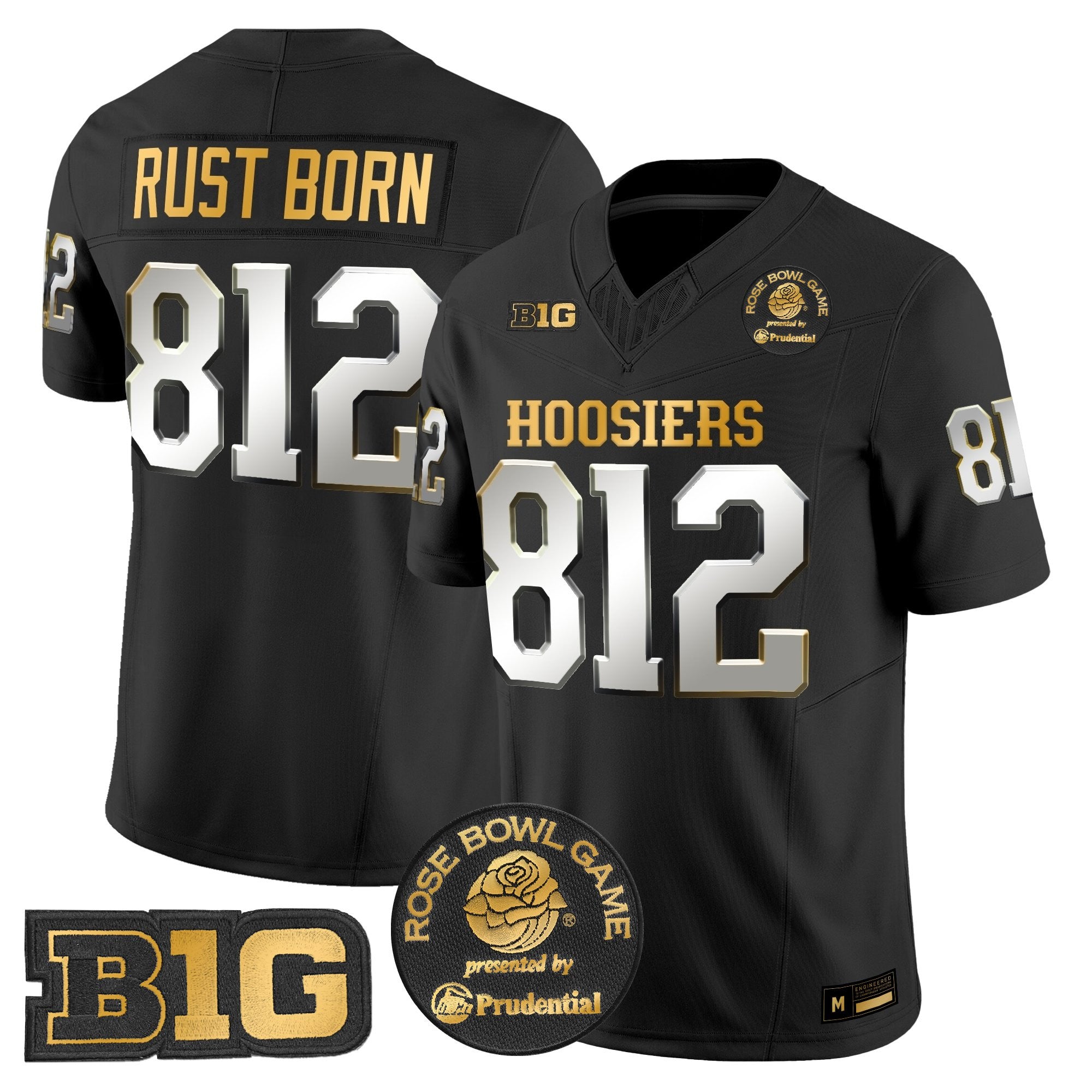 Men's Indiana Hoosiers 2025 Rose Bowl Gold Vapor Limited Jersey - All Stitched