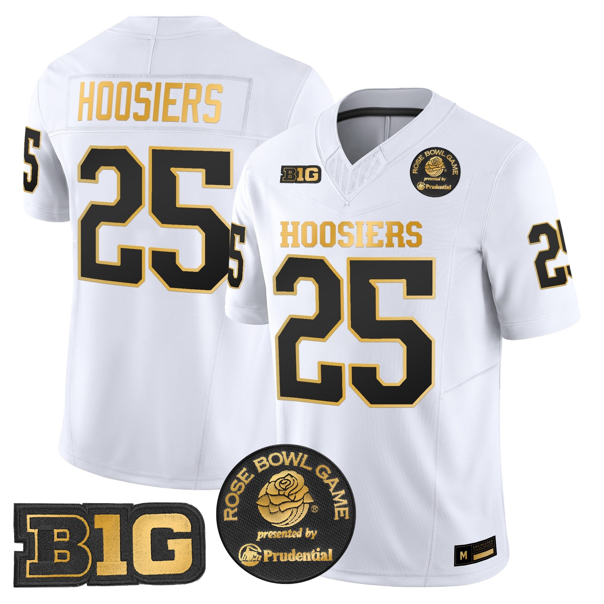 Men's Indiana Hoosiers 2025 Rose Bowl Gold Vapor Limited Jersey - All Stitched