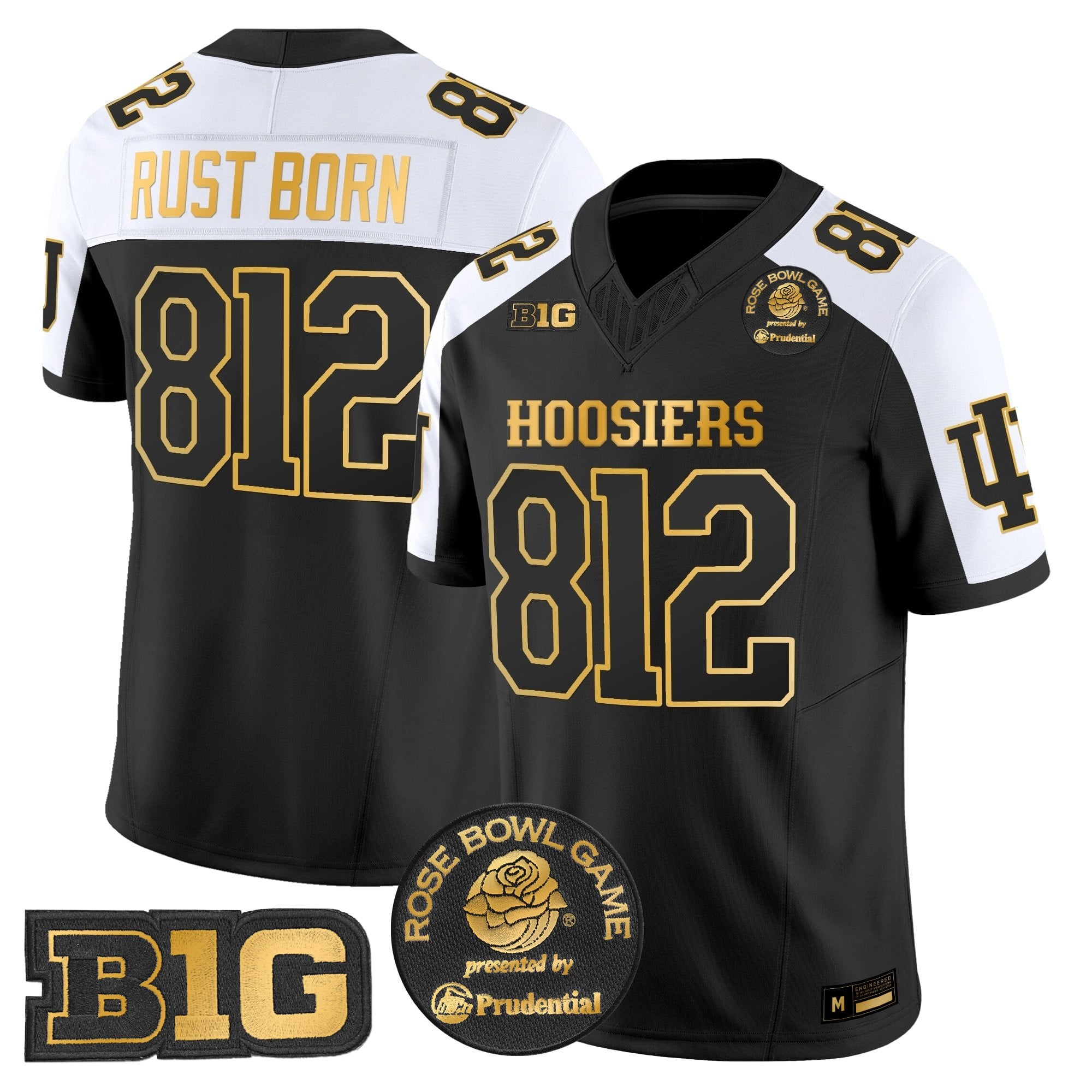 Men's Indiana Hoosiers 2025 Rose Bowl Gold Vapor Limited Jersey - All Stitched