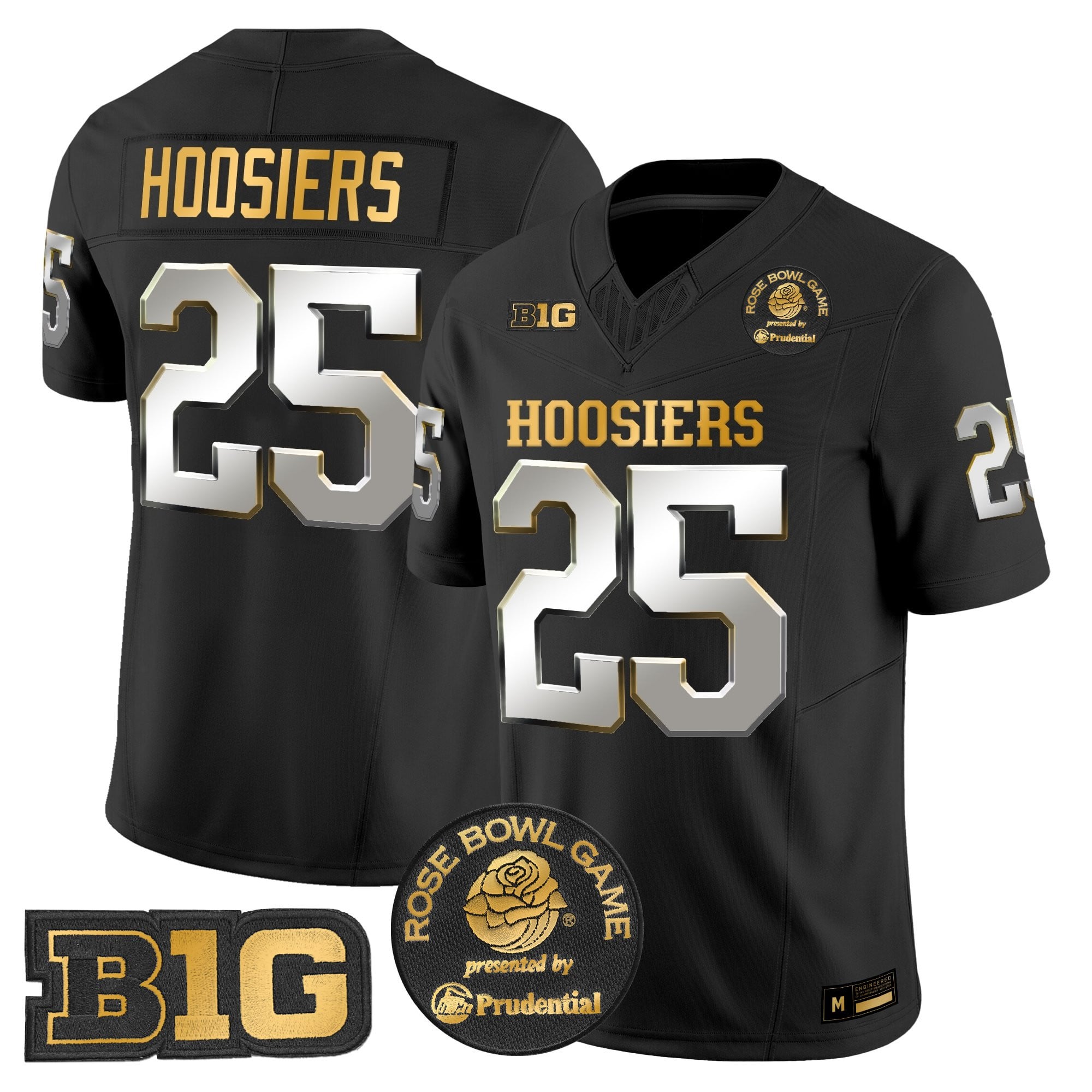 Men's Indiana Hoosiers 2025 Rose Bowl Gold Vapor Limited Jersey - All Stitched