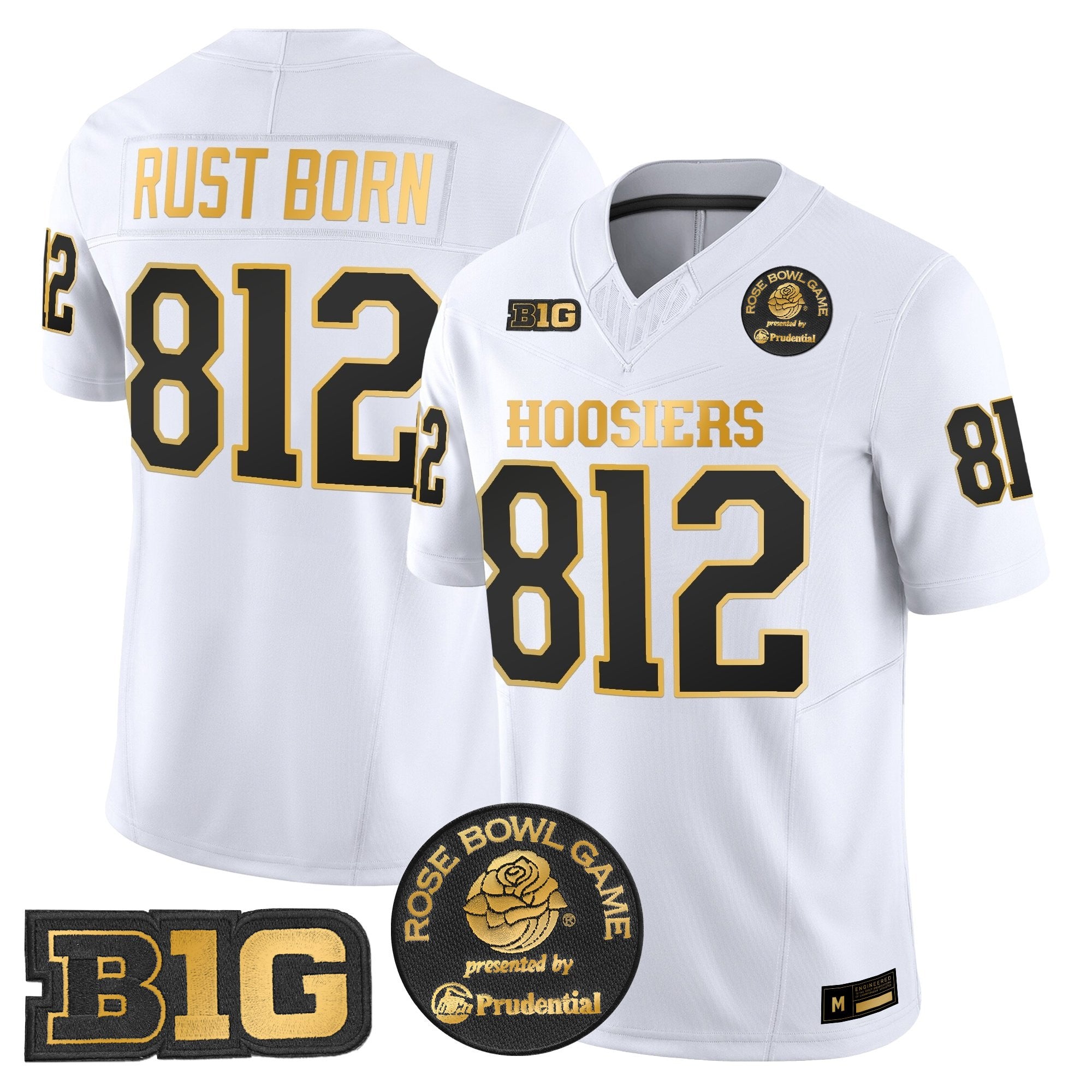 Men's Indiana Hoosiers 2025 Rose Bowl Gold Vapor Limited Jersey - All Stitched