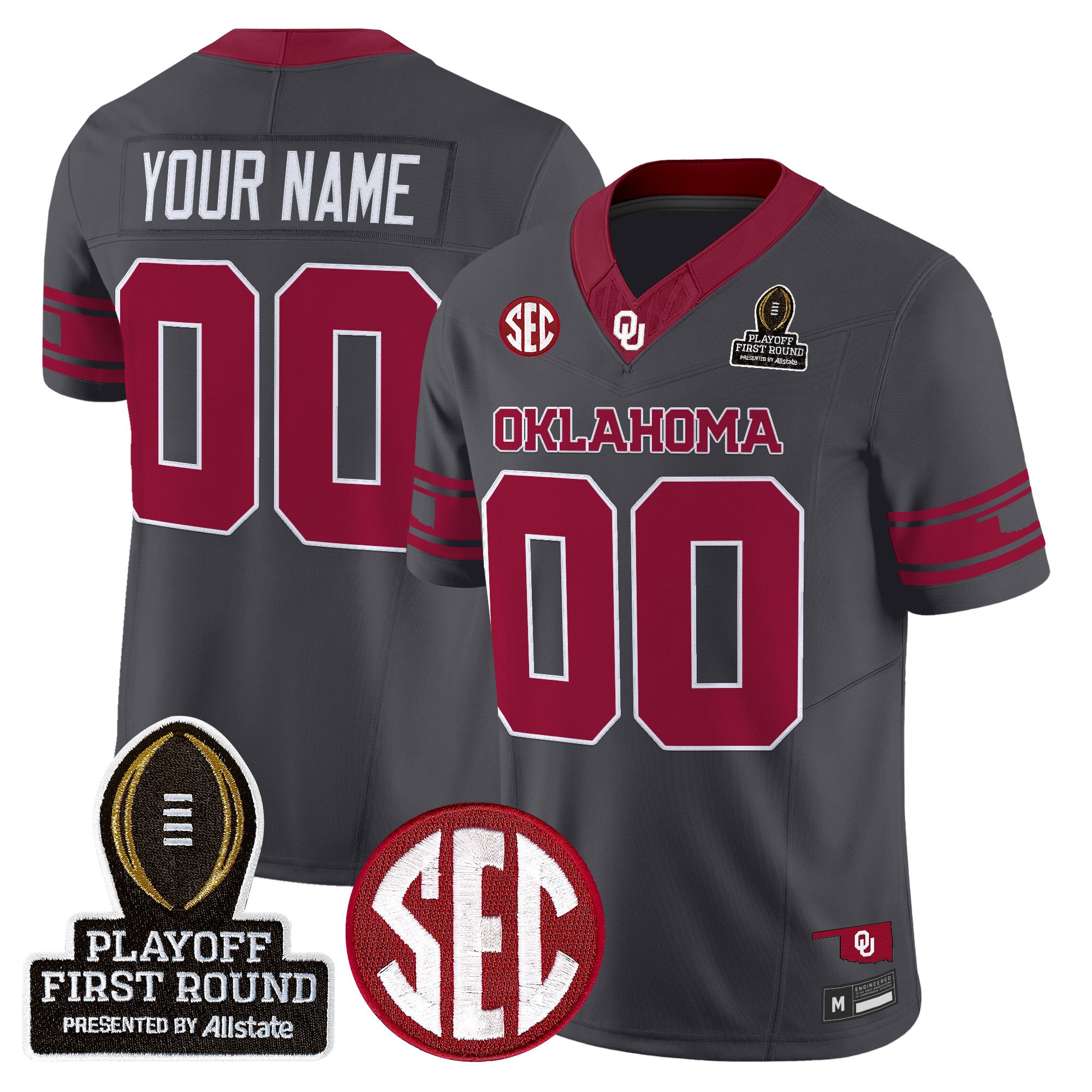 Oklahoma Sooners 2025 Playoff First Round Vapor Limited Custom Jersey - All Stitched