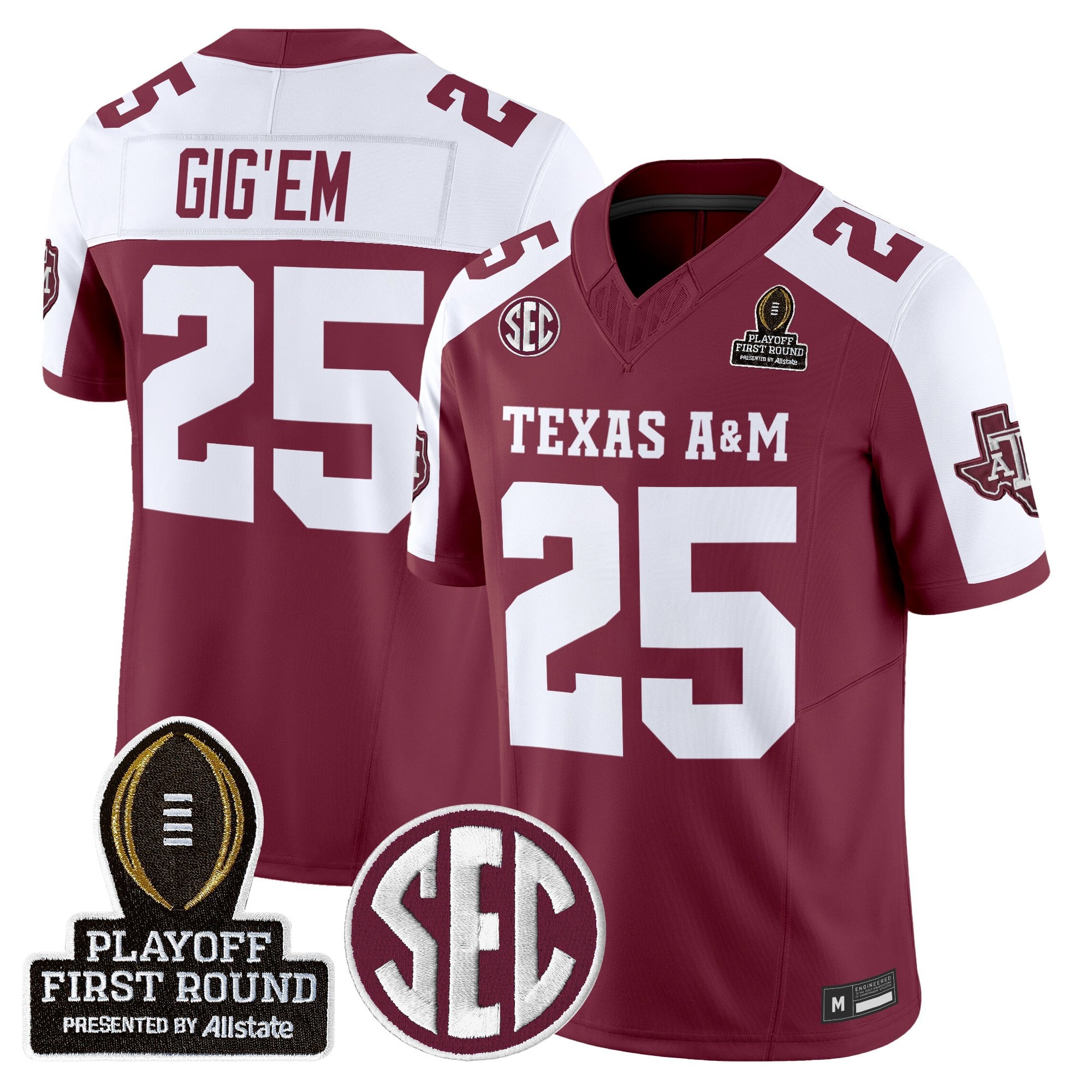 Men's Texas A&M Aggies 2025 Playoff First Round Vapor Limited Jersey - All Stitched