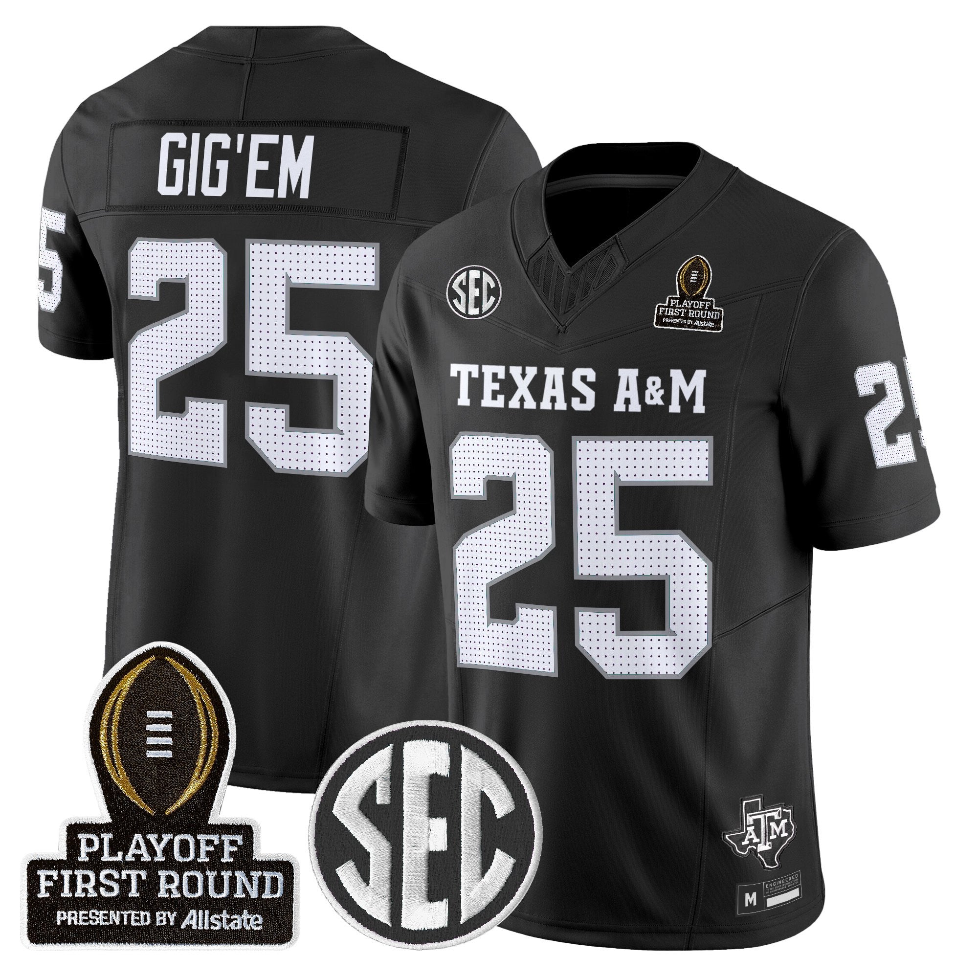 Men's Texas A&M Aggies 2025 Playoff First Round Vapor Limited Jersey - All Stitched
