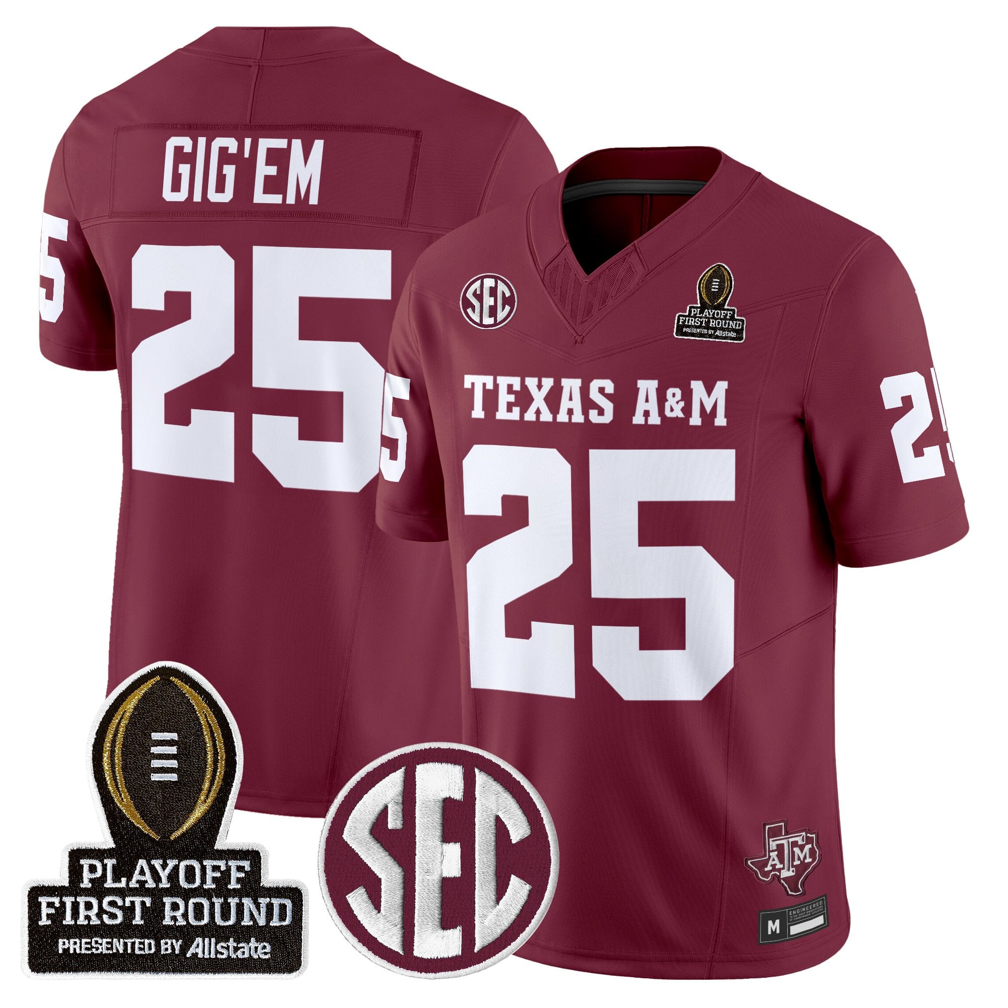 Men's Texas A&M Aggies 2025 Playoff First Round Vapor Limited Jersey - All Stitched