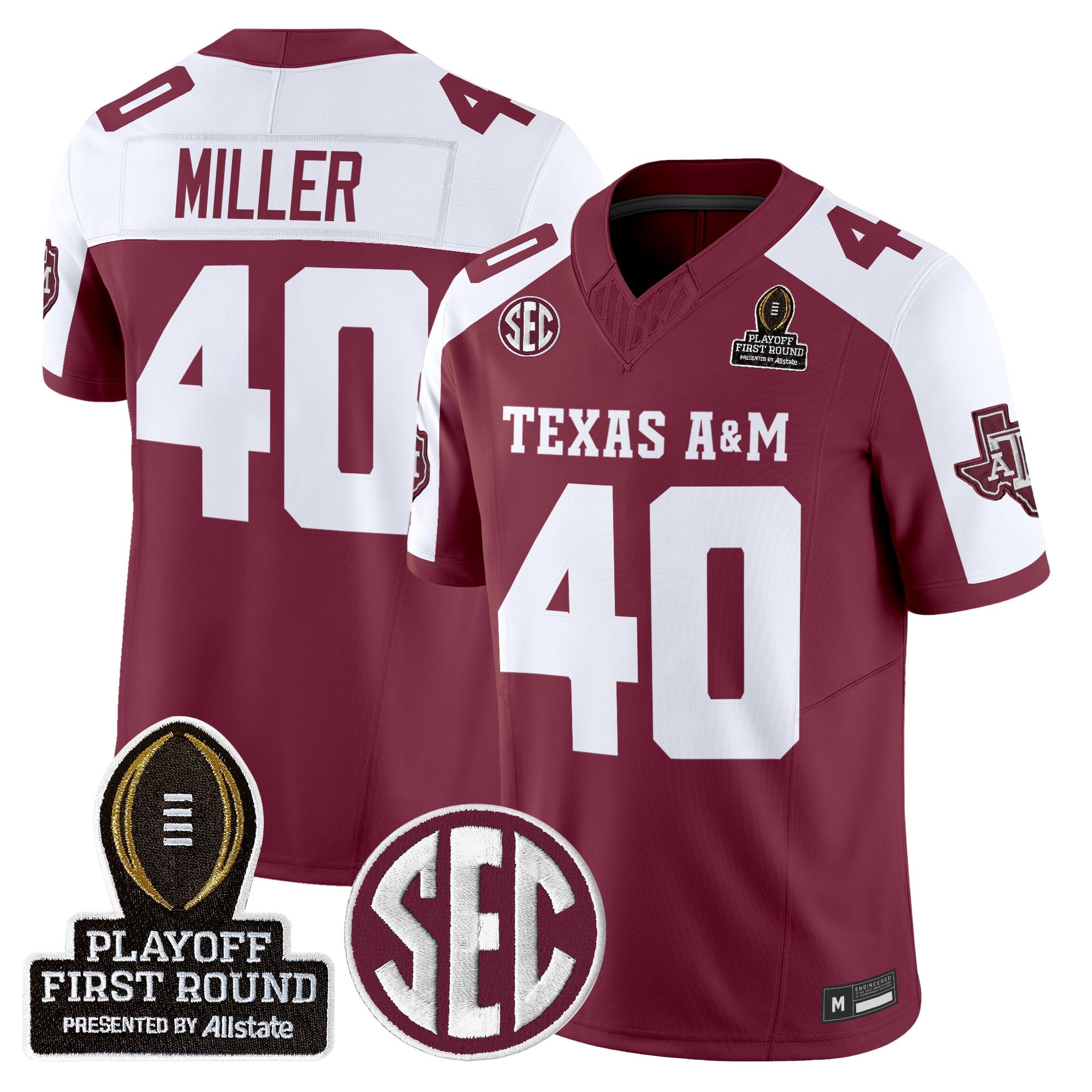 Men's Texas A&M Aggies 2025 Playoff First Round Vapor Limited Jersey - All Stitched