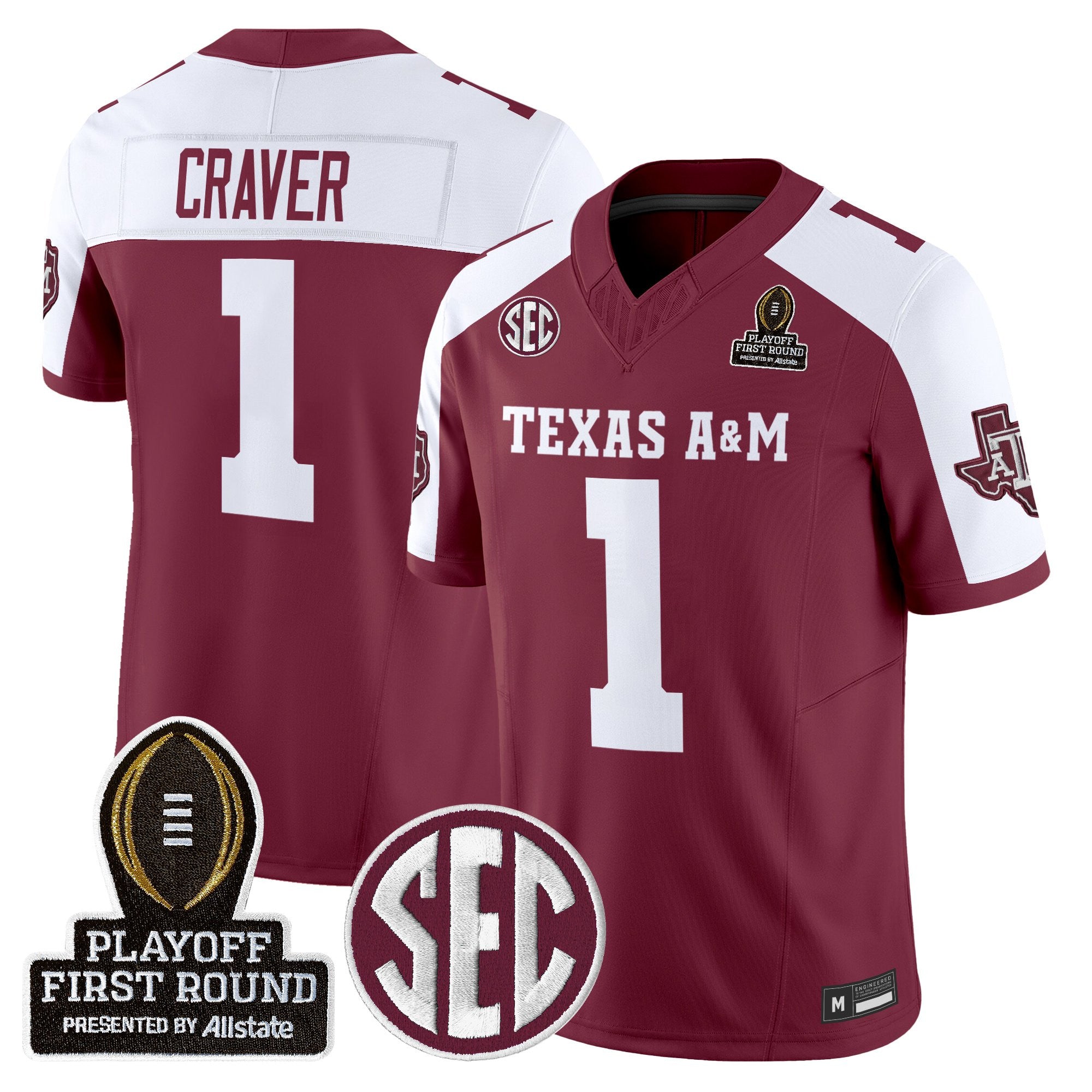 Men's Texas A&M Aggies 2025 Playoff First Round Vapor Limited Jersey - All Stitched