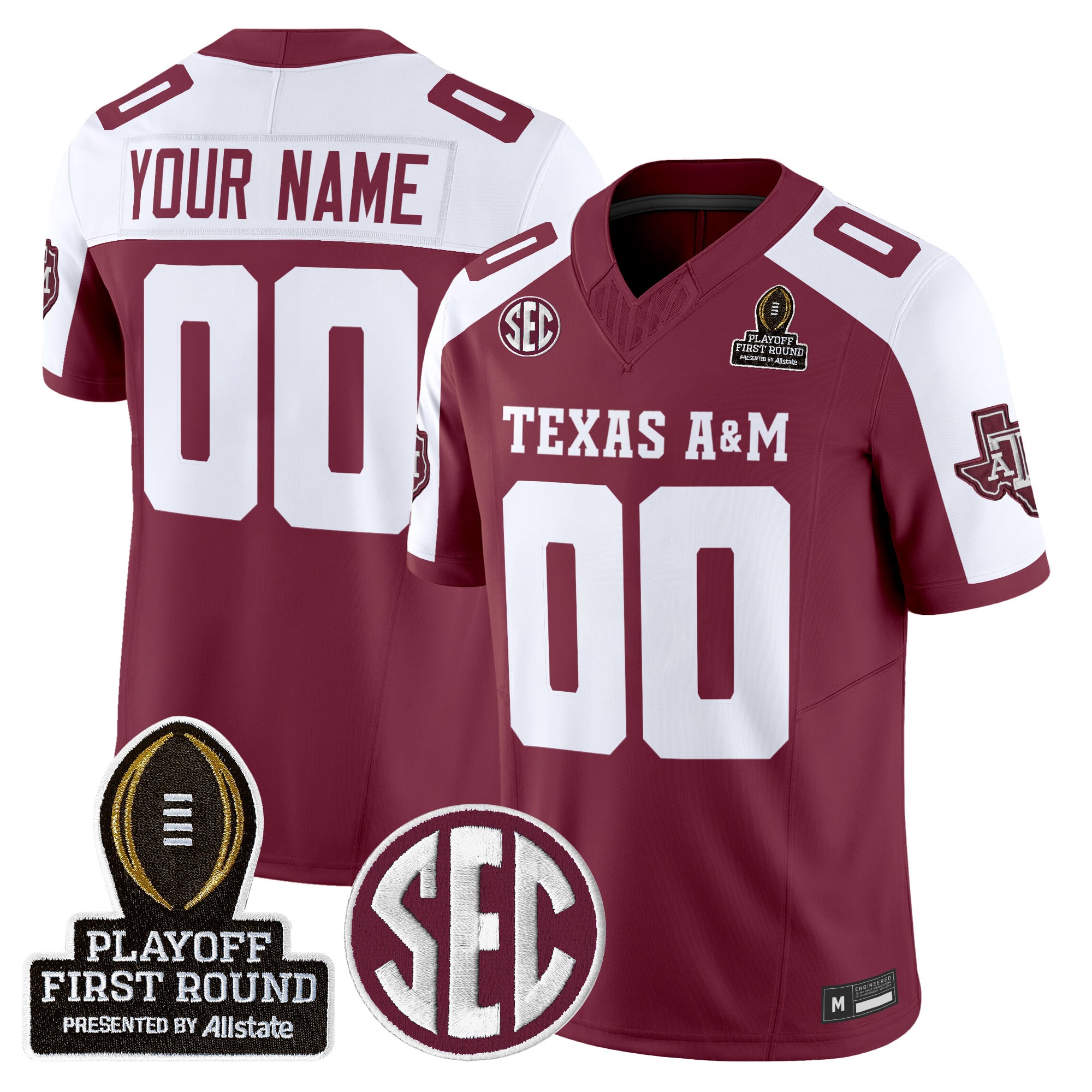 Texas A&M Aggies 2025 Playoff First Round Vapor Limited Custom Jersey - All Stitched