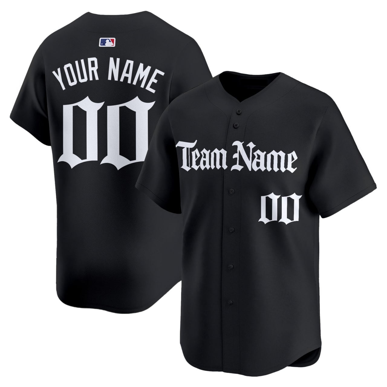 Black White Gothic Custom Baseball Jersey