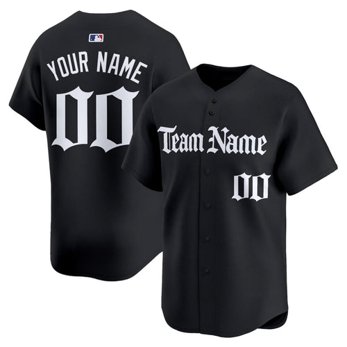 Black White Gothic Custom Baseball Jersey