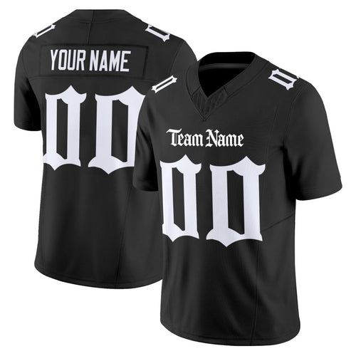 Black White Gothic Custom Football Jersey