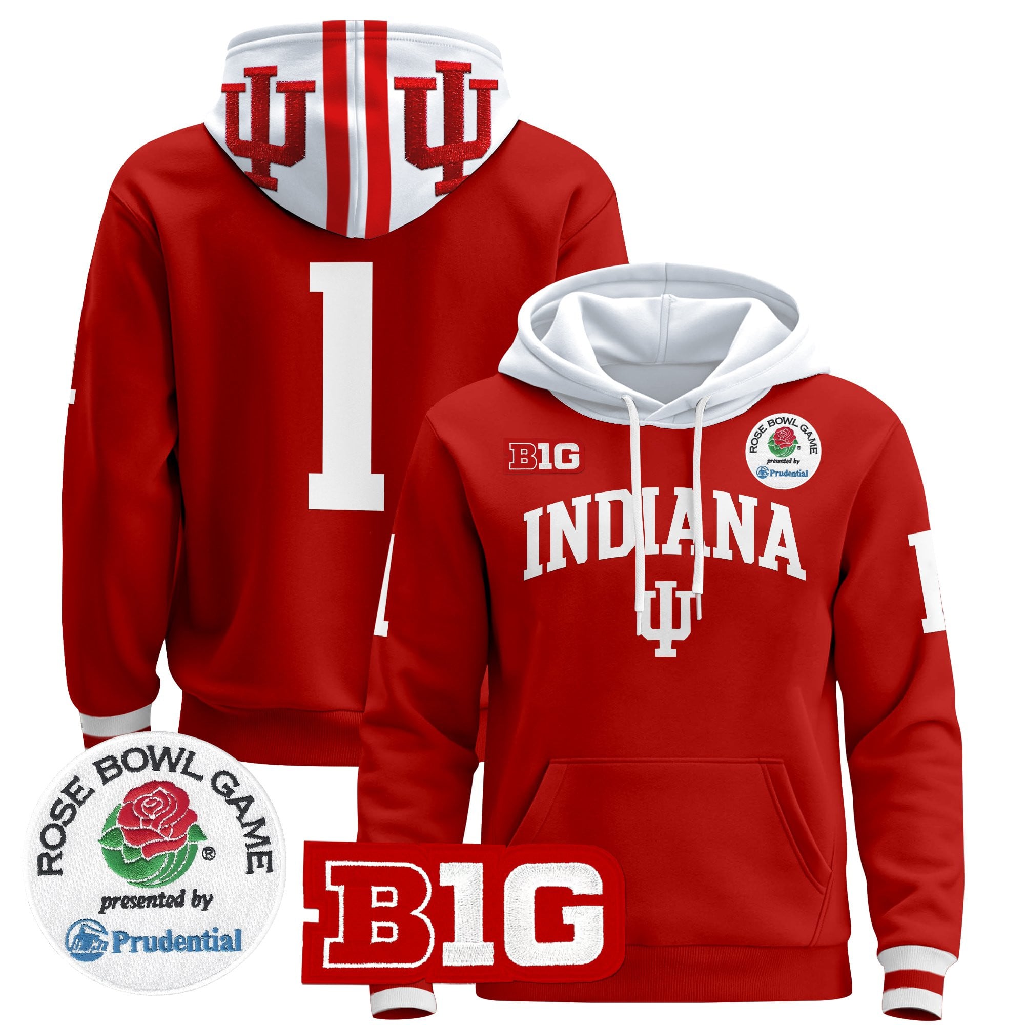 Men's Indiana Hoosiers 2025 Rose Bowl Premium Pullover Hoodie - All Stitched
